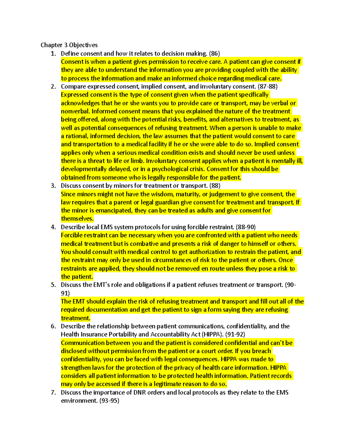 Chapter 3 Objectives - Chapter 3 Objectives 1. Define consent and how ...