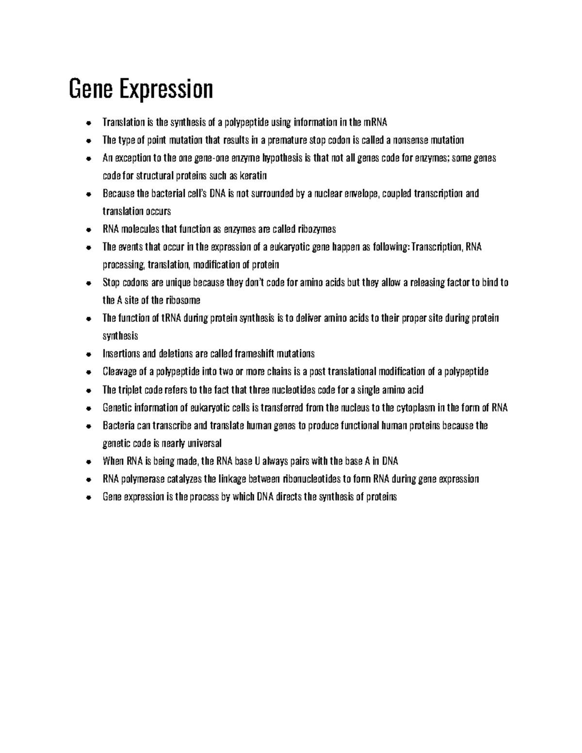 Gene Expression Learning Module - Gene Expression Translation is the ...