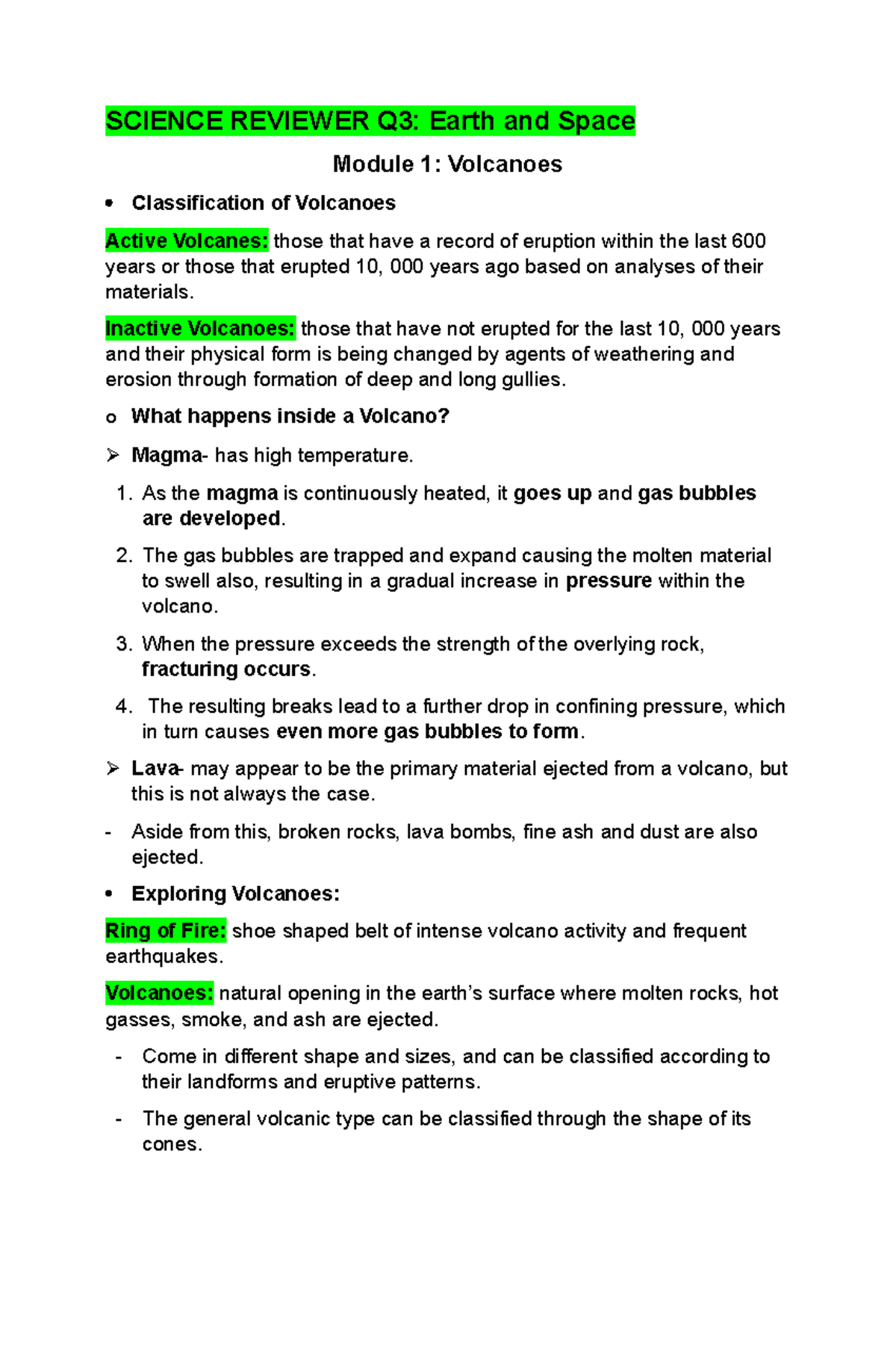 Science Reviewer Q3 - SCIENCE REVIEWER Q3: Earth and Space Module 1 ...