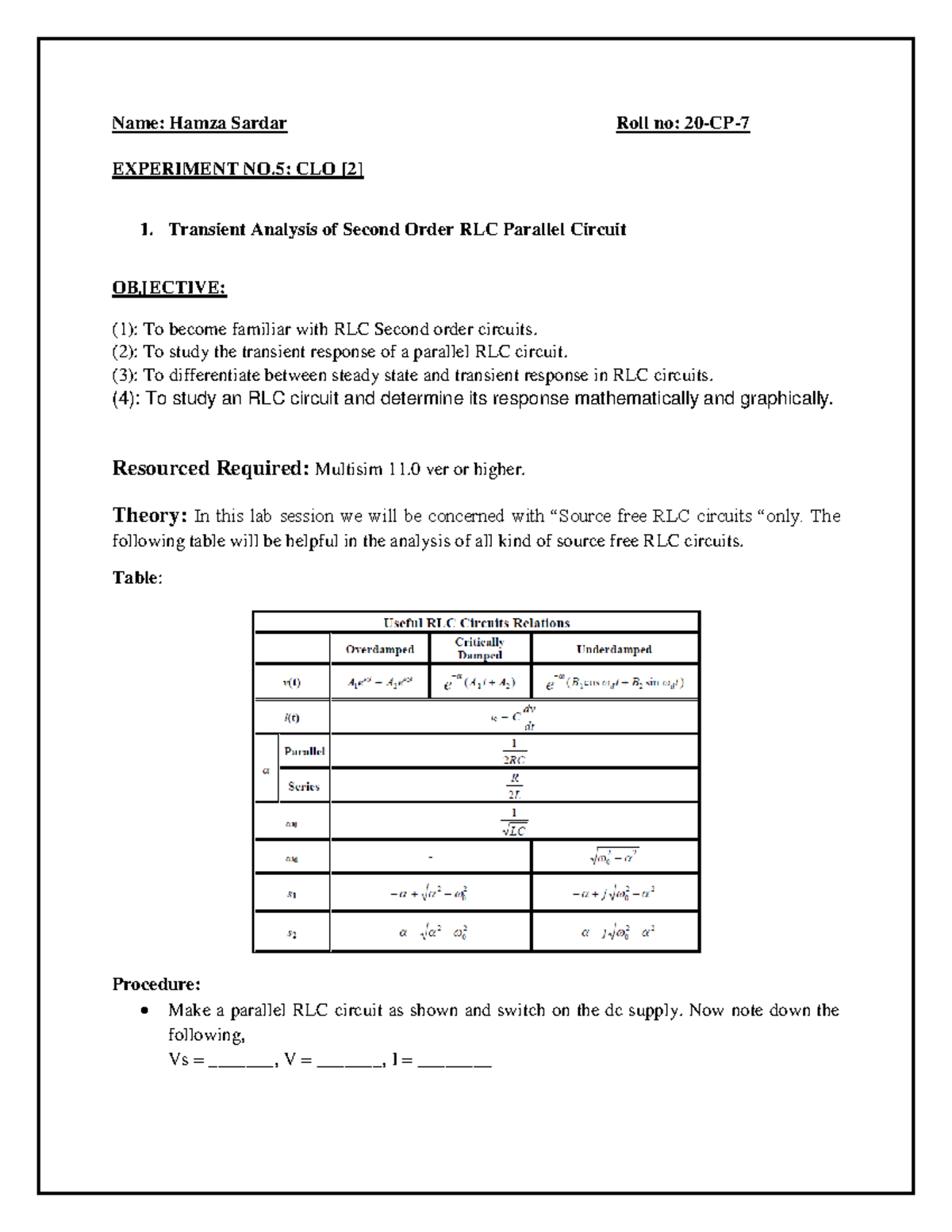 Lab Report 5 Circuit Analysis Studocu