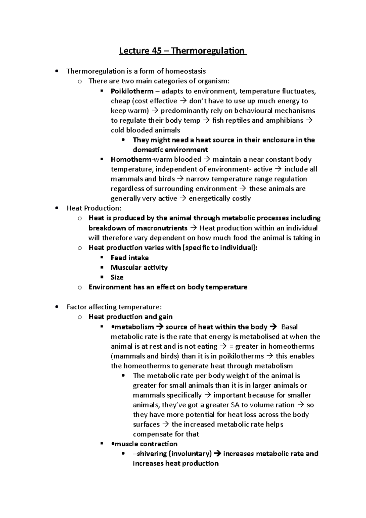 Lecture 45 Thermoregulation Lecture 45 Thermoregulation
