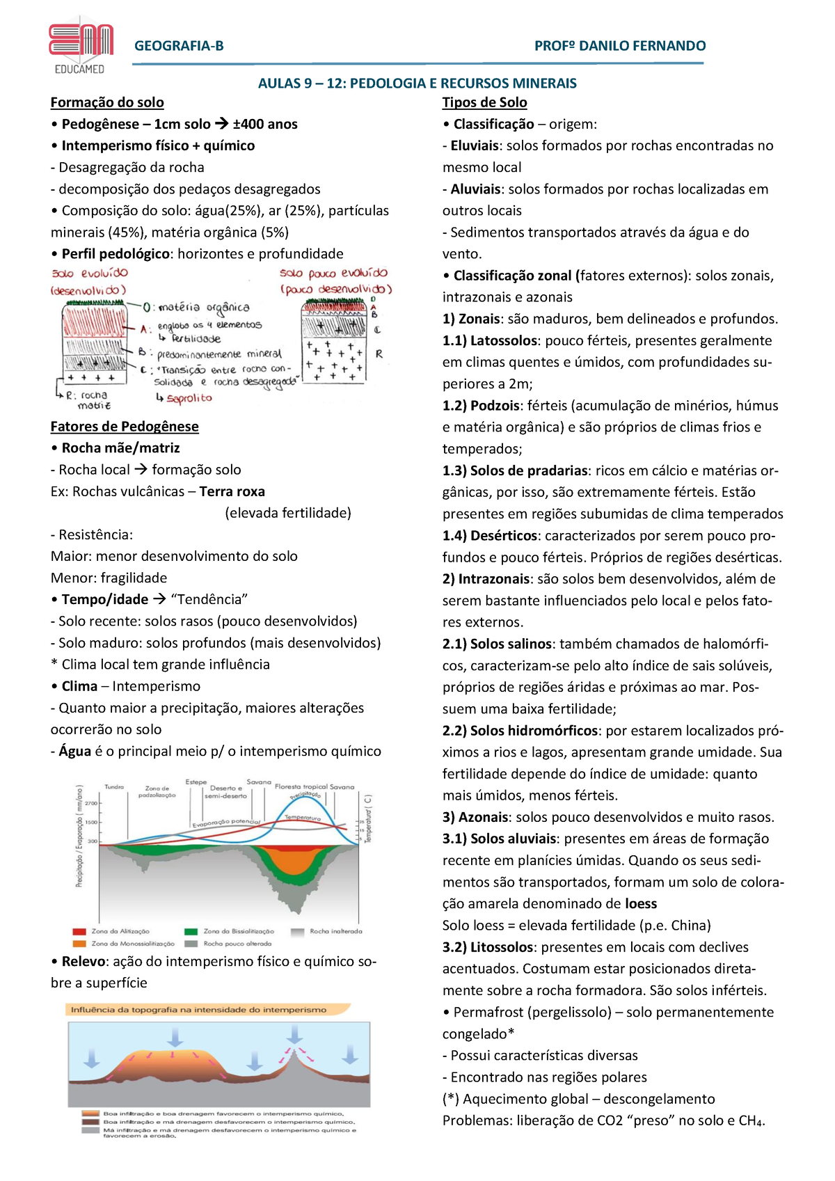 Geografia B - Folhinha - Aulas 09-12 - Pedologia E Recursos Minerais ...