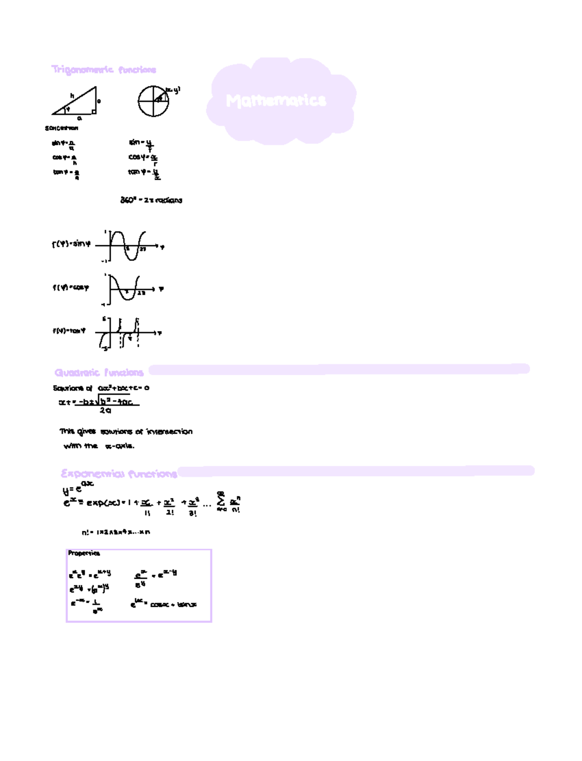 Mathematics 1 - rigonometricfunctions so mathematics on a nog sin y ...
