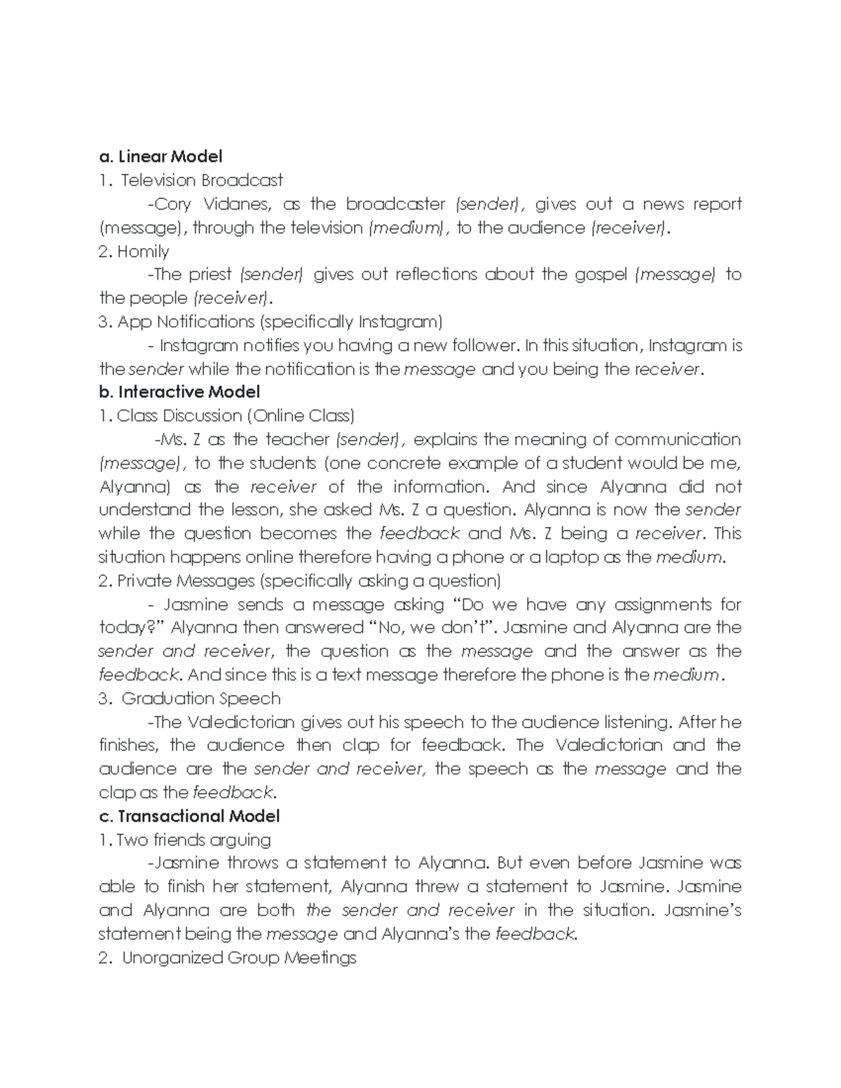 Modelsof Communication - a. Linear Model Television Broadcast -Cory ...