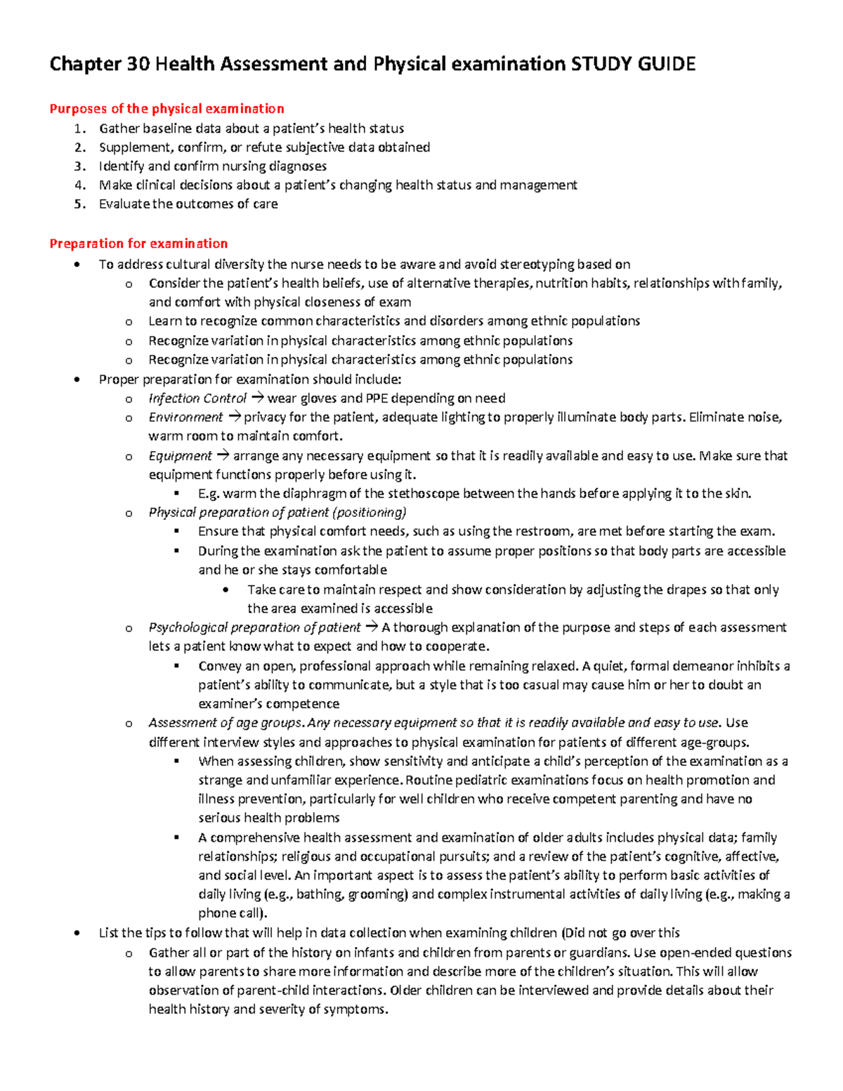 Chapter 30 Health Assessment And Physical Examination Notes - Gather ...