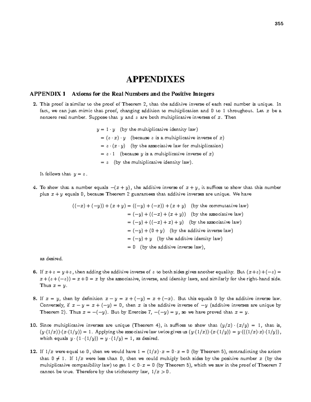 IRG Appendixes - good - 355 APPENDIXES APPENDIX 1 Axioms for the Real ...