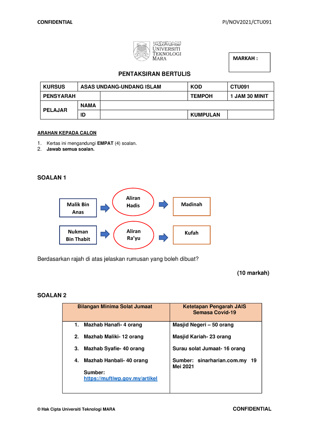 Penulisan Reflektif - CONFIDENTIAL PI/NOV2021/CTU © Hak Cipta ...