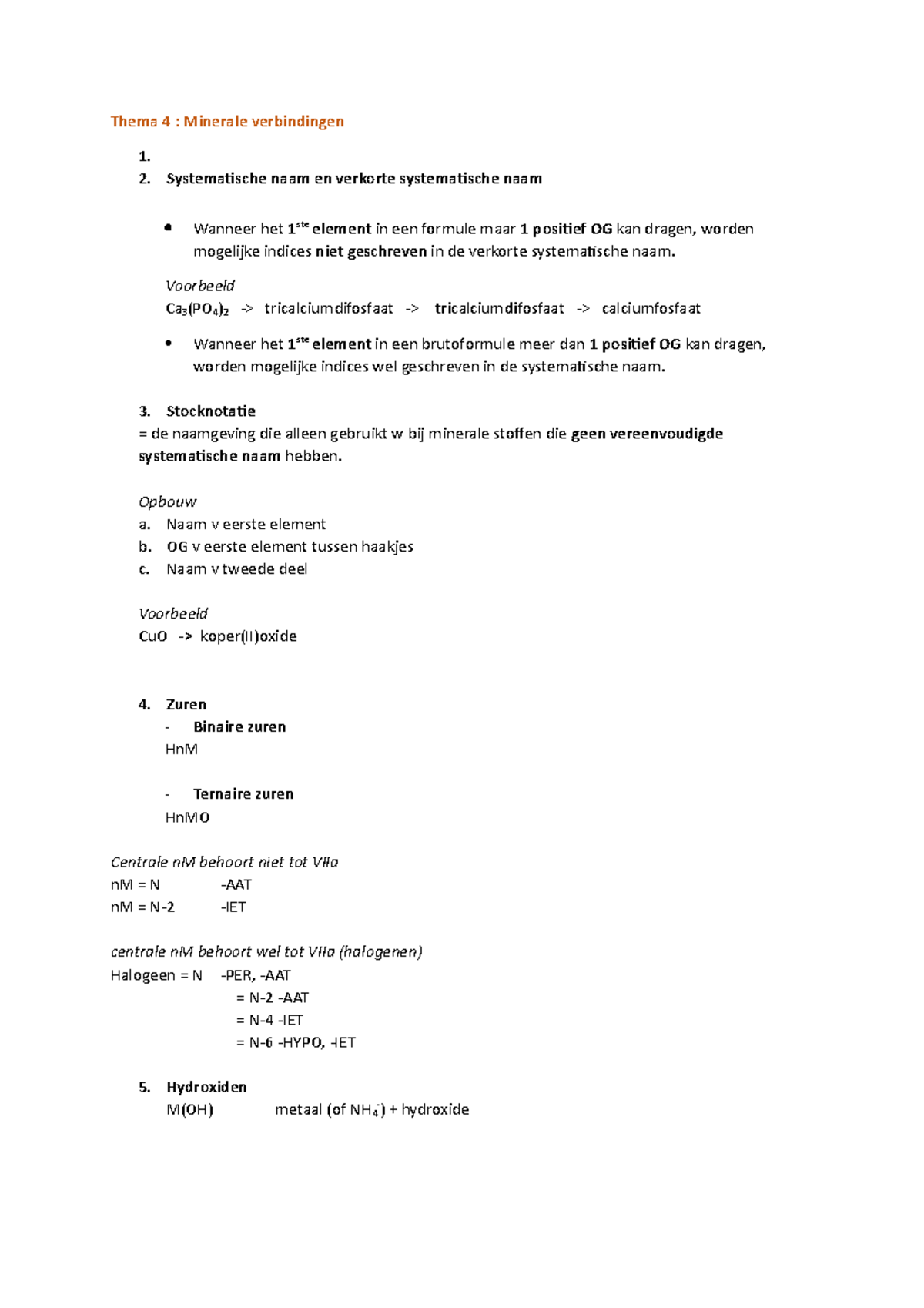 Chemie sv - Samenvatting 5de middelbaar tweede trimester - ION 5.2 ...