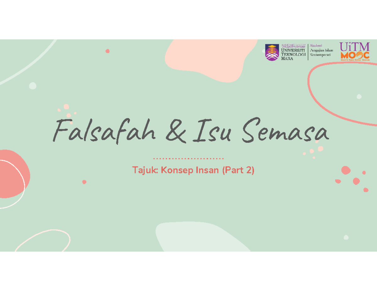 BAB 5 Metafizik - Falsafah & Isu Semasa Tajuk: Konsep Insan (Part 2 ...