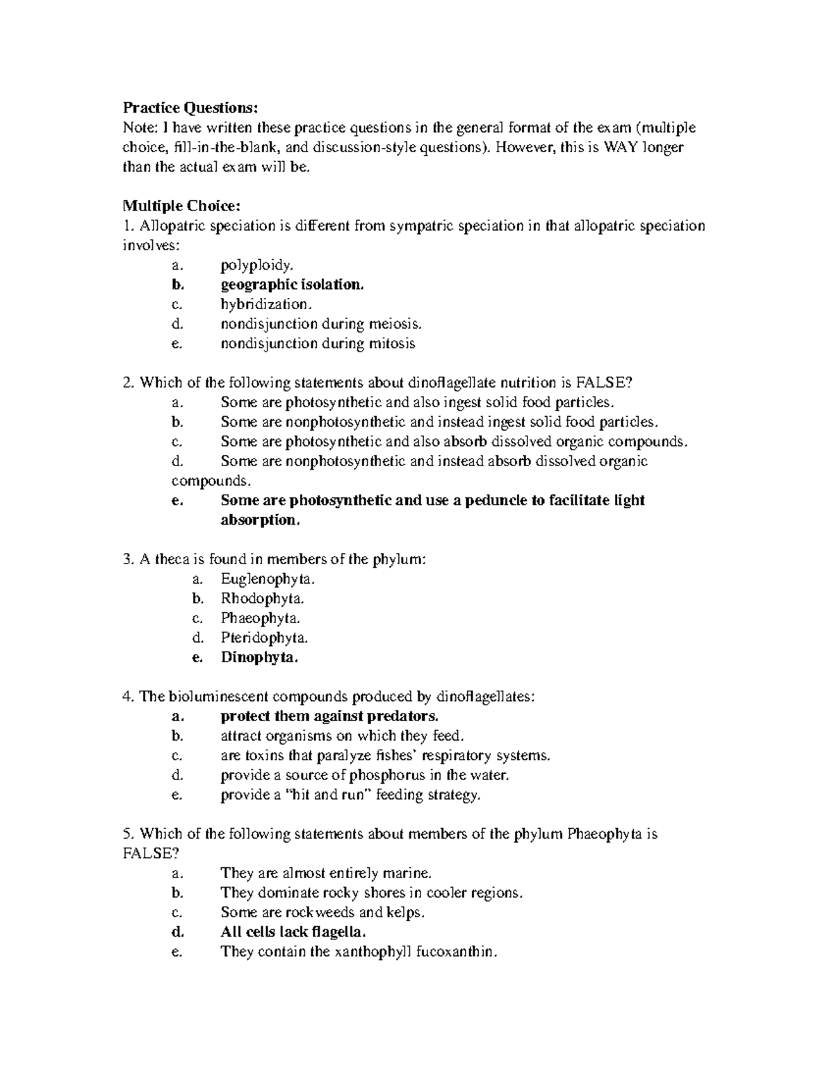 Sample/practice Exam 2016, Questions And Answers - Practice Questions ...