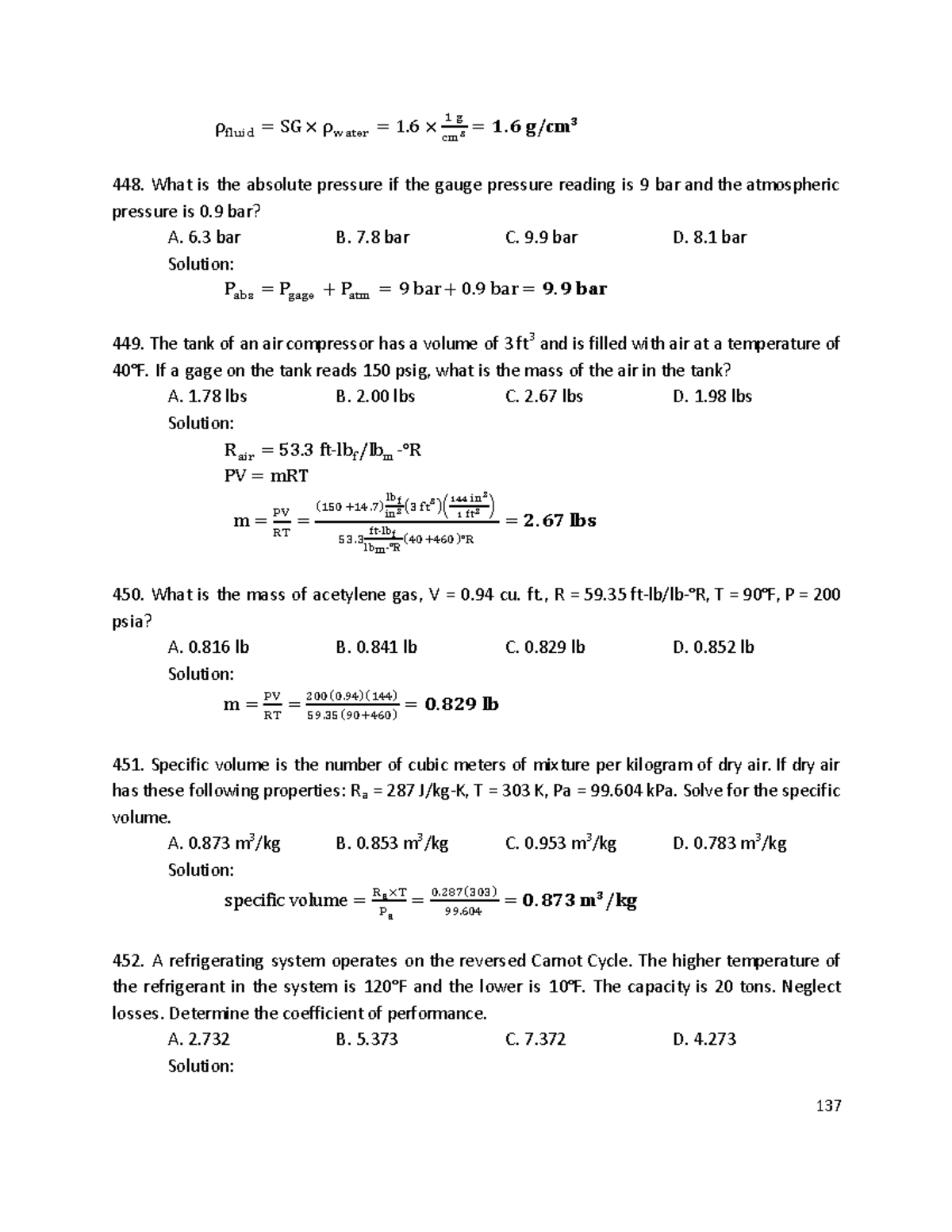 BLUEBOOK69 n/a 137 What is the absolute pressure if the gauge