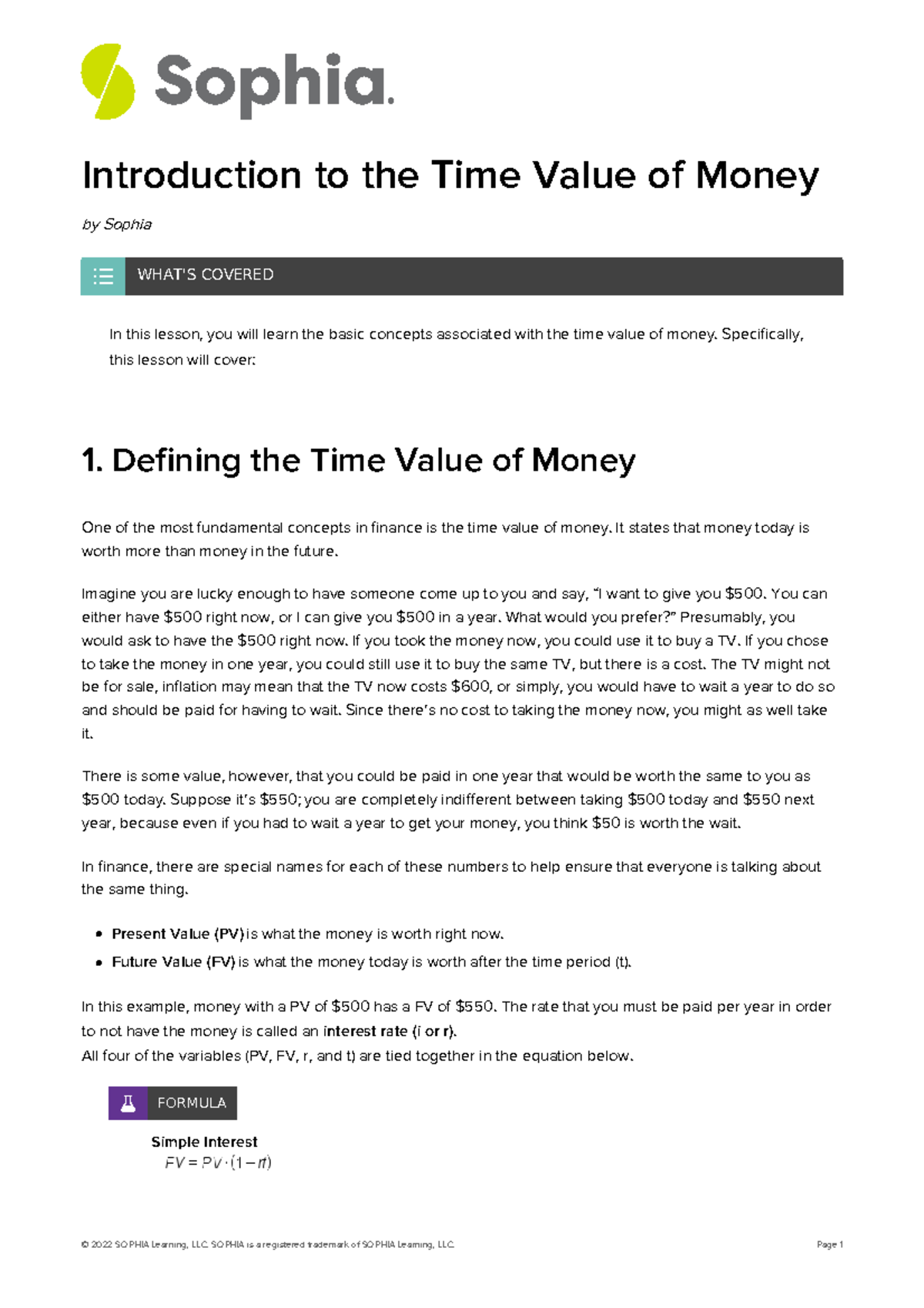 Introduction to the time value of money - Introduction to the Time ...