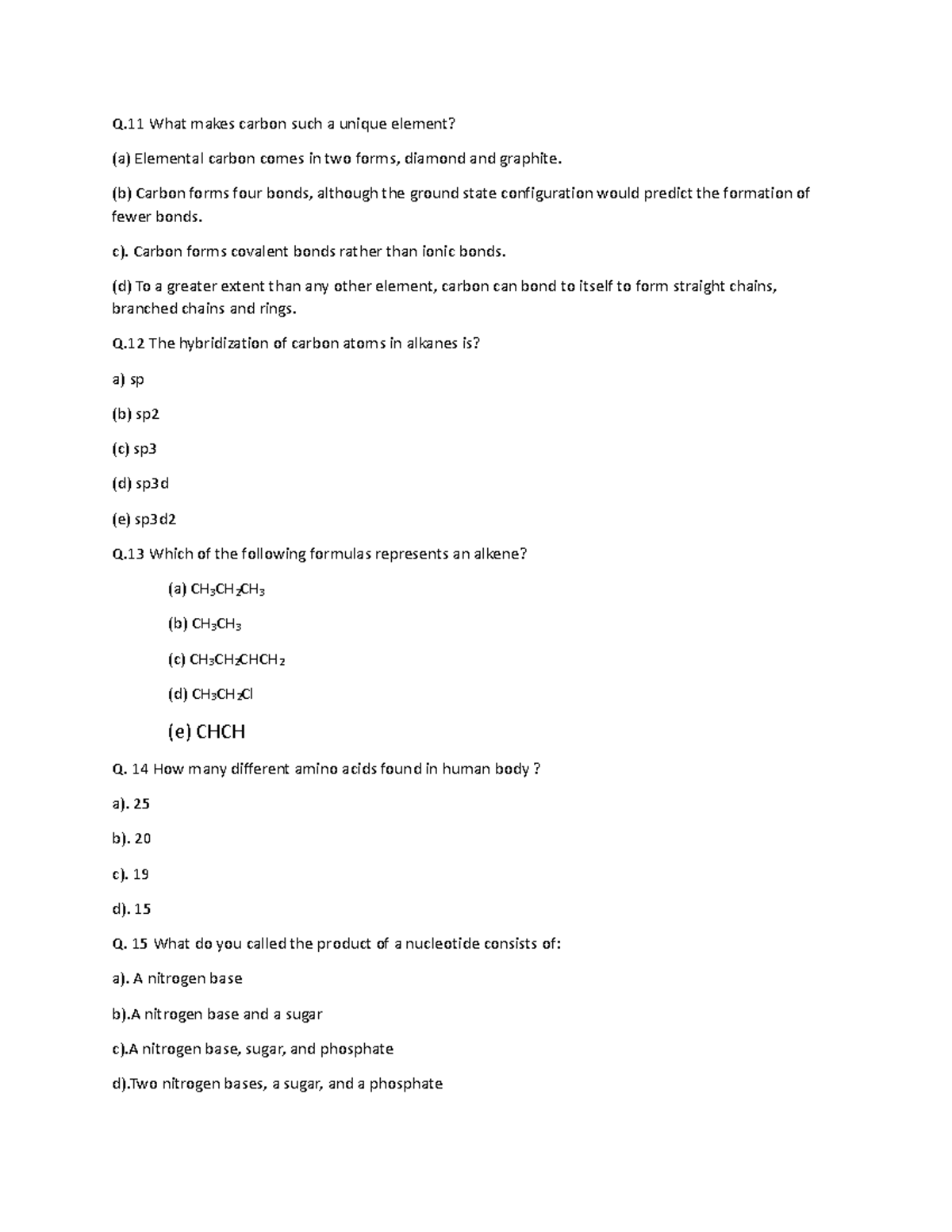 Document - Study notes - Q What makes carbon such a unique element? (a ...