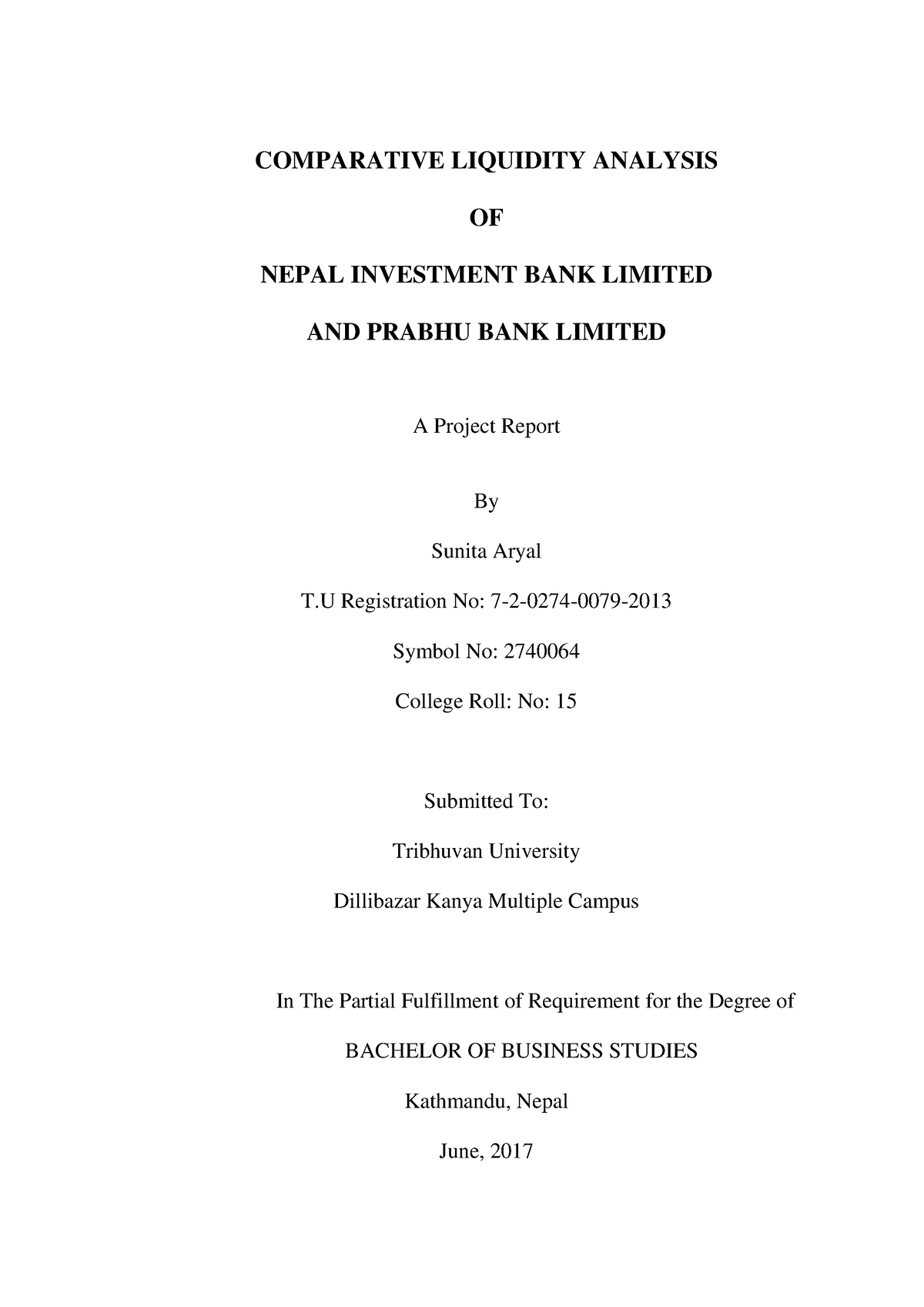 Comparative Liquidity Analysis OF Nepal - COMPARATIVE LIQUIDITY ...