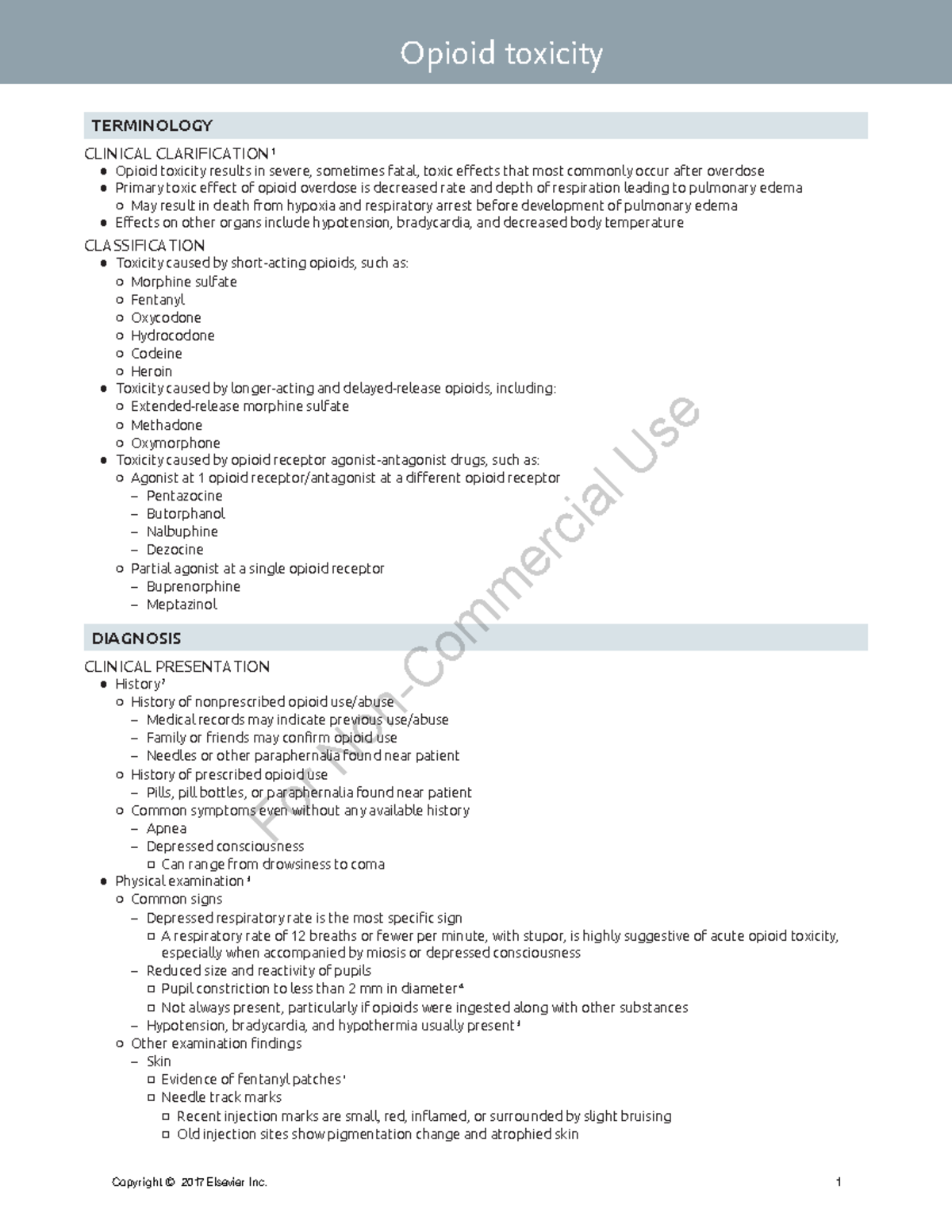 OpioidtoxicityClinical Key TERMINOLOGY CLINICAL CLARIFICATION