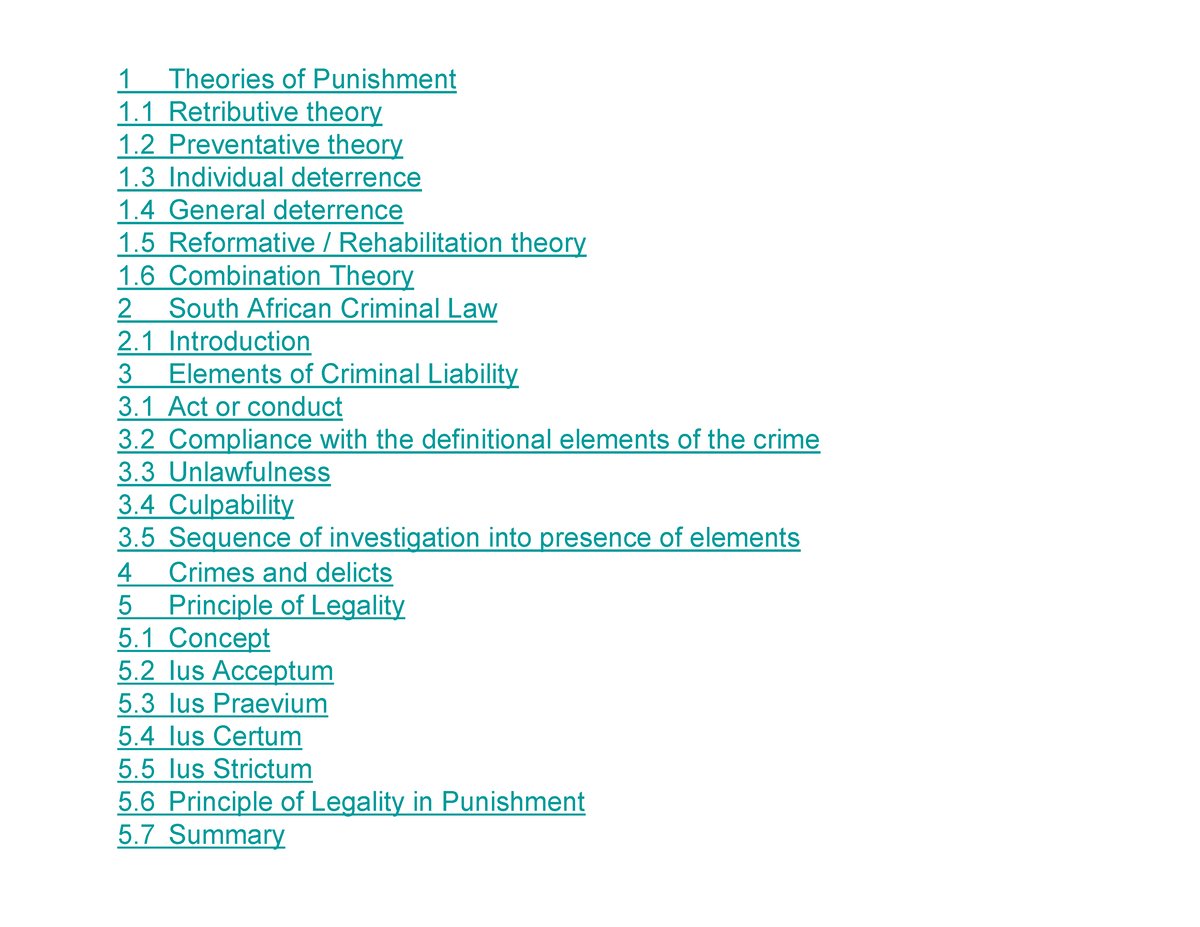 CRW2601 Study Guide Notes - 1 Theories Of Punishment 1 Retributive ...