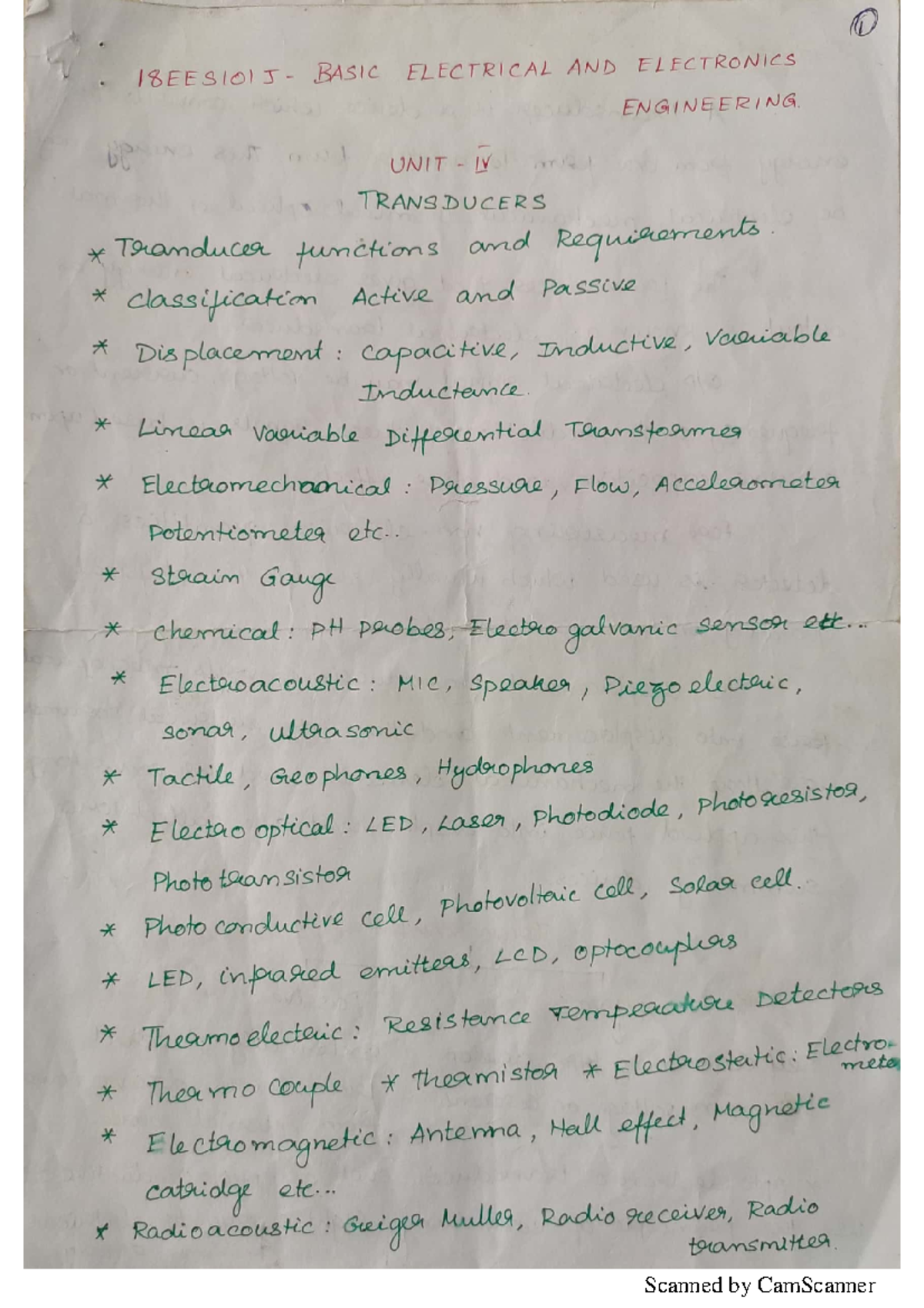 BEEE UNIT 4 - Unit 4 notes - Electrical And Electronics Measurement ...
