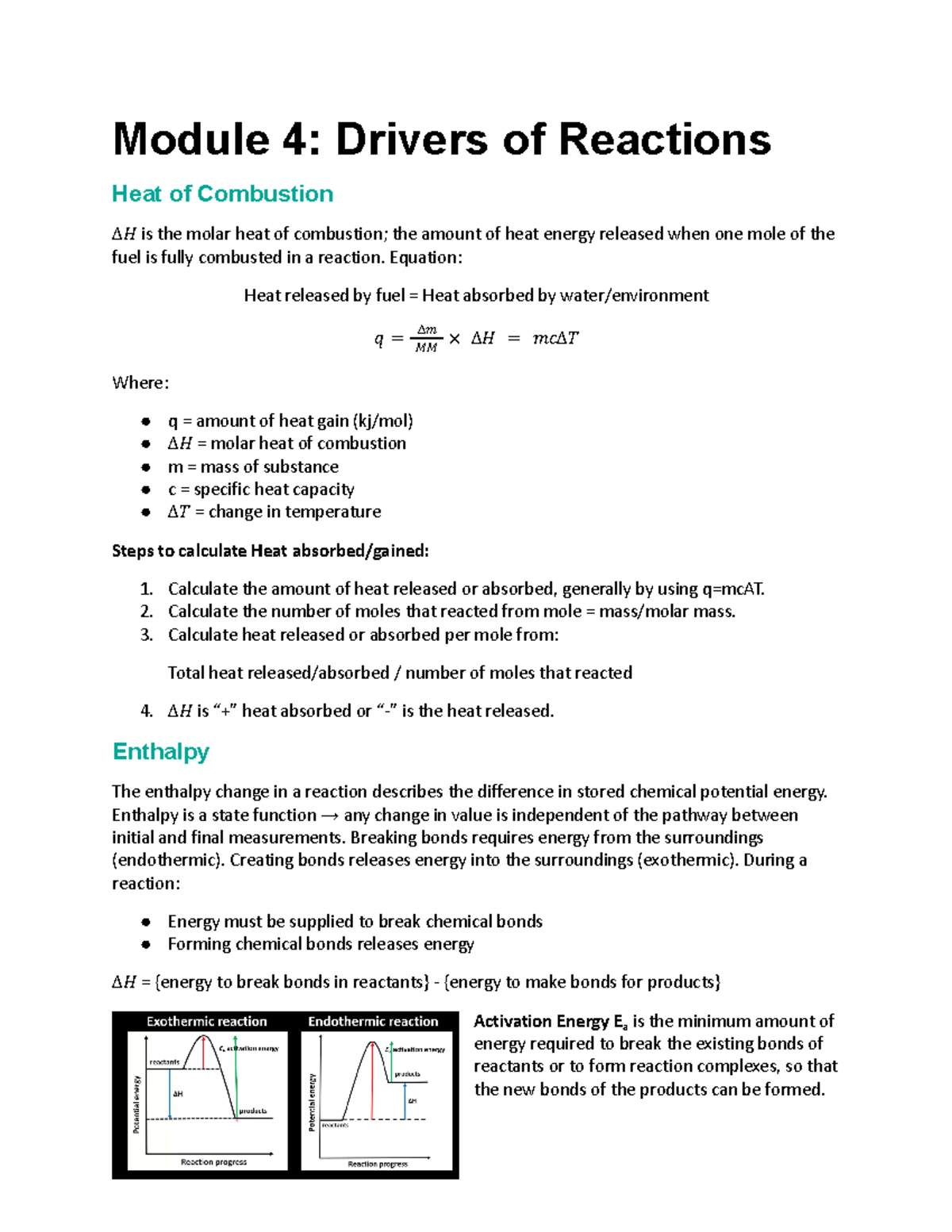 Module 4 Drivers Of Reactions - Module 4: Drivers Of Reactions Heat Of ...