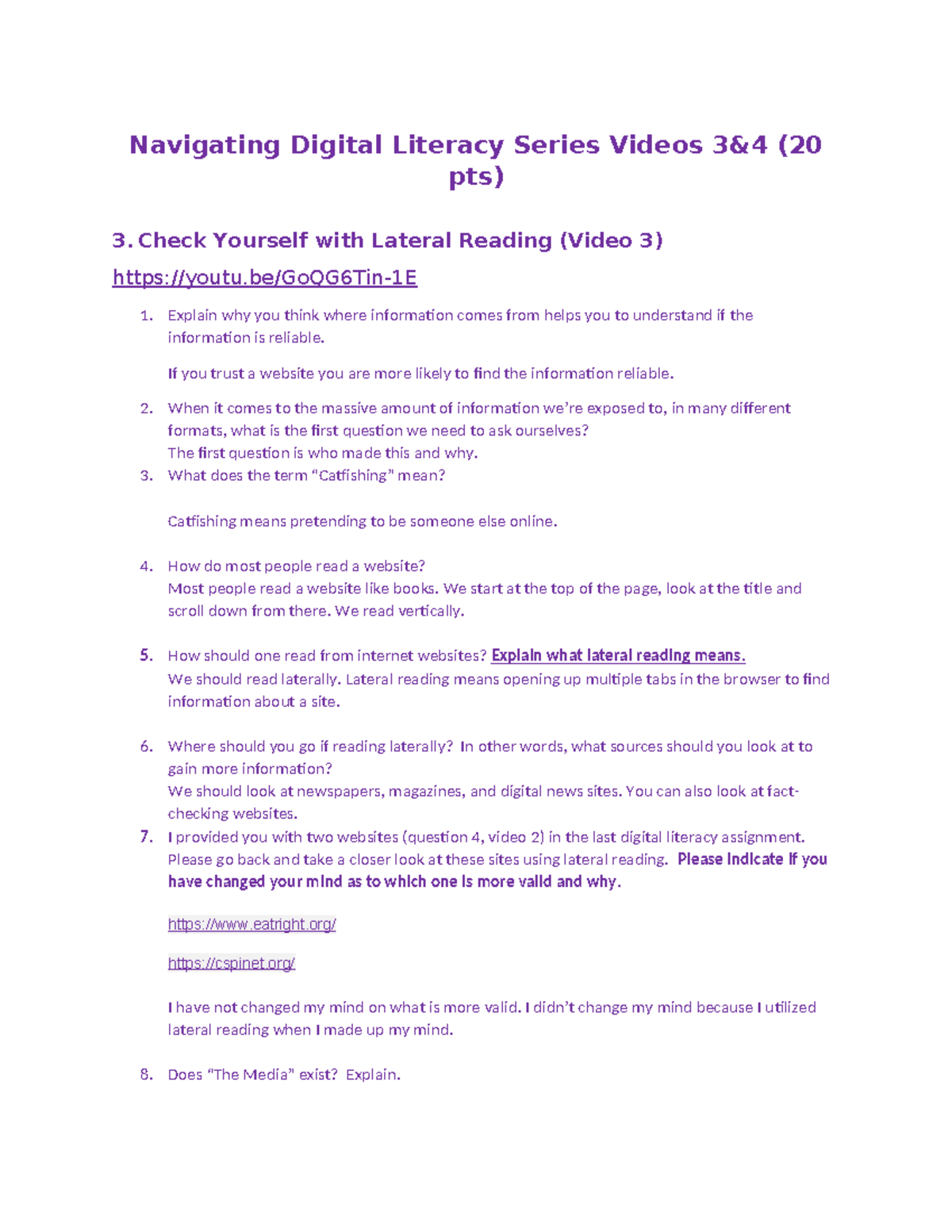 Navigating Digital Literacy Series Videos 3 and 4 - Check Yourself with ...