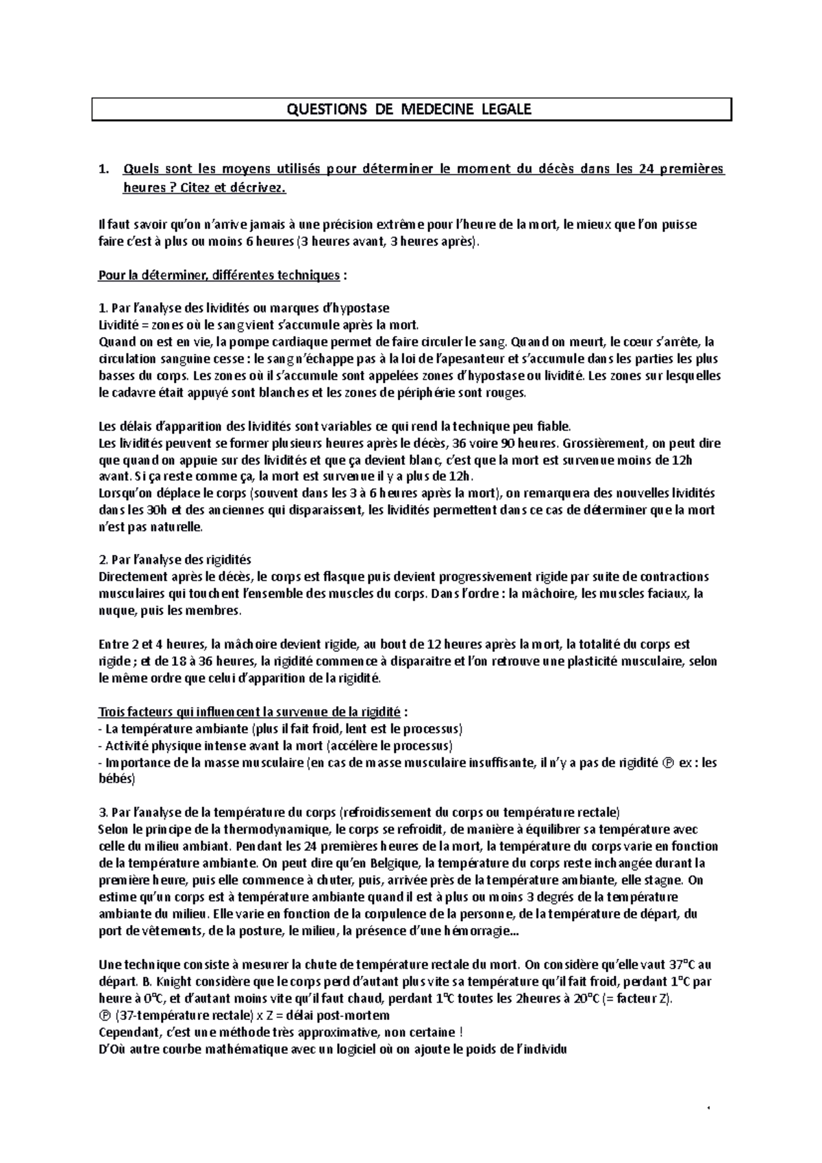 Questions réponses QUESTIONS DE MEDECINE LEGALE 1. Quels sont les — free download