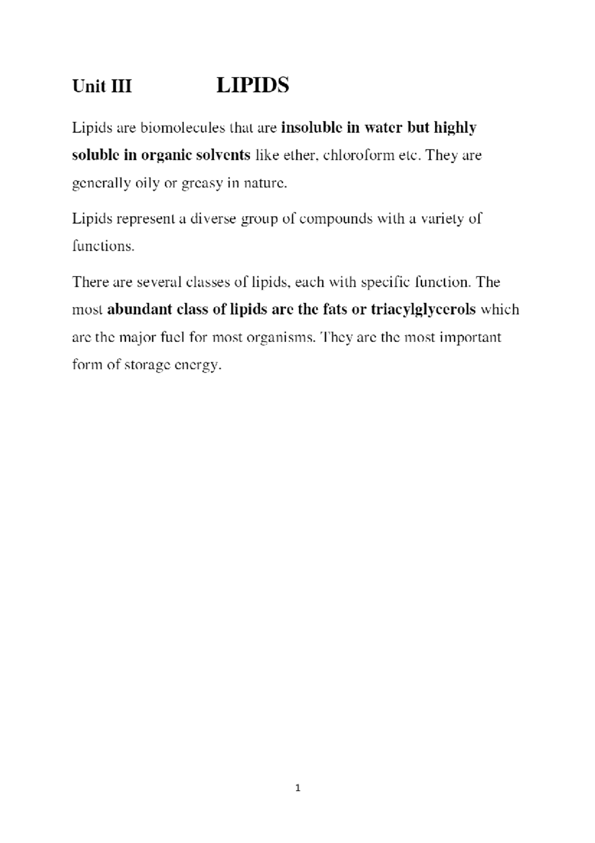 BSc Fatty Acids Triglycerides And Waxes Biology Studocu