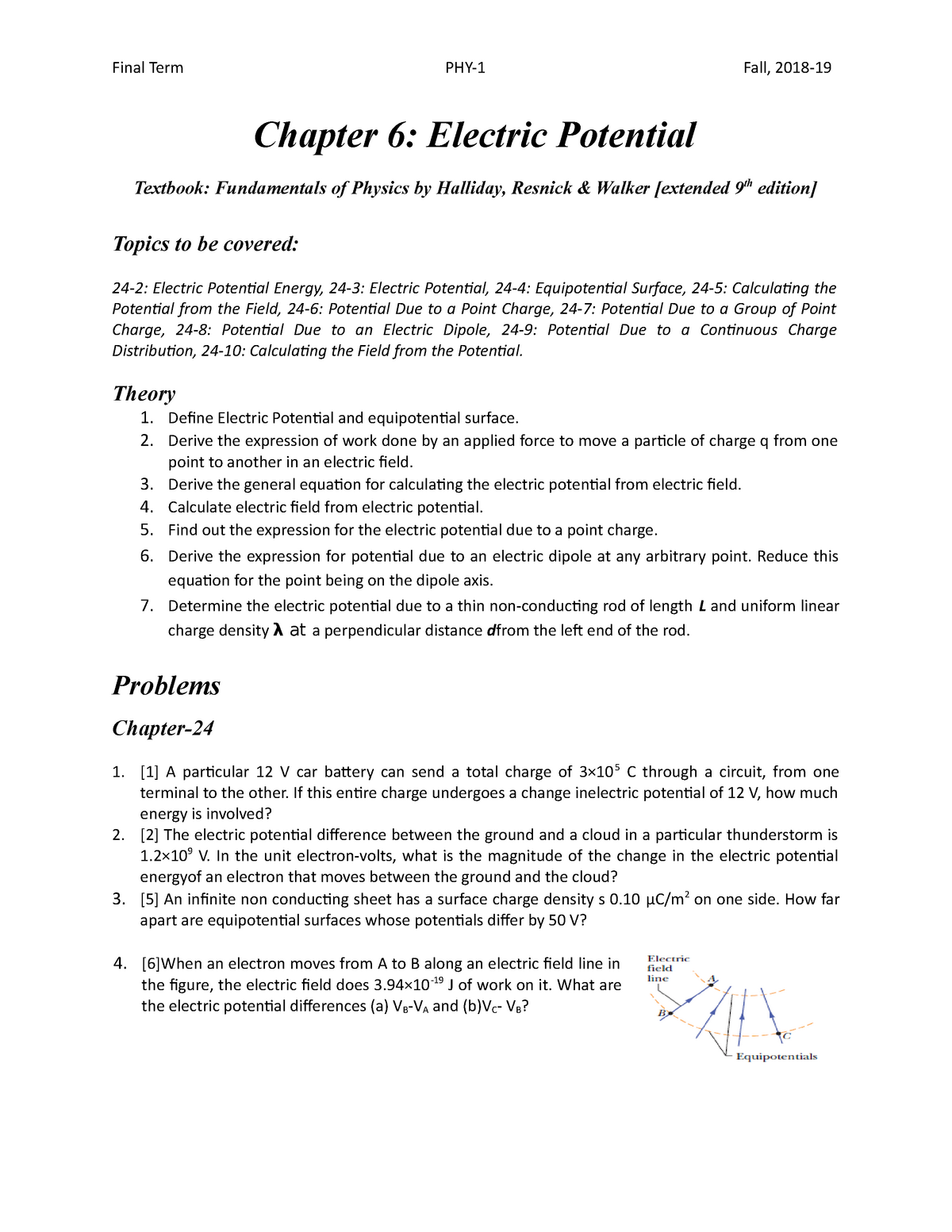 Electric Potential - Course Name: Physics-1 Faculty : MD. BORHANUL ...