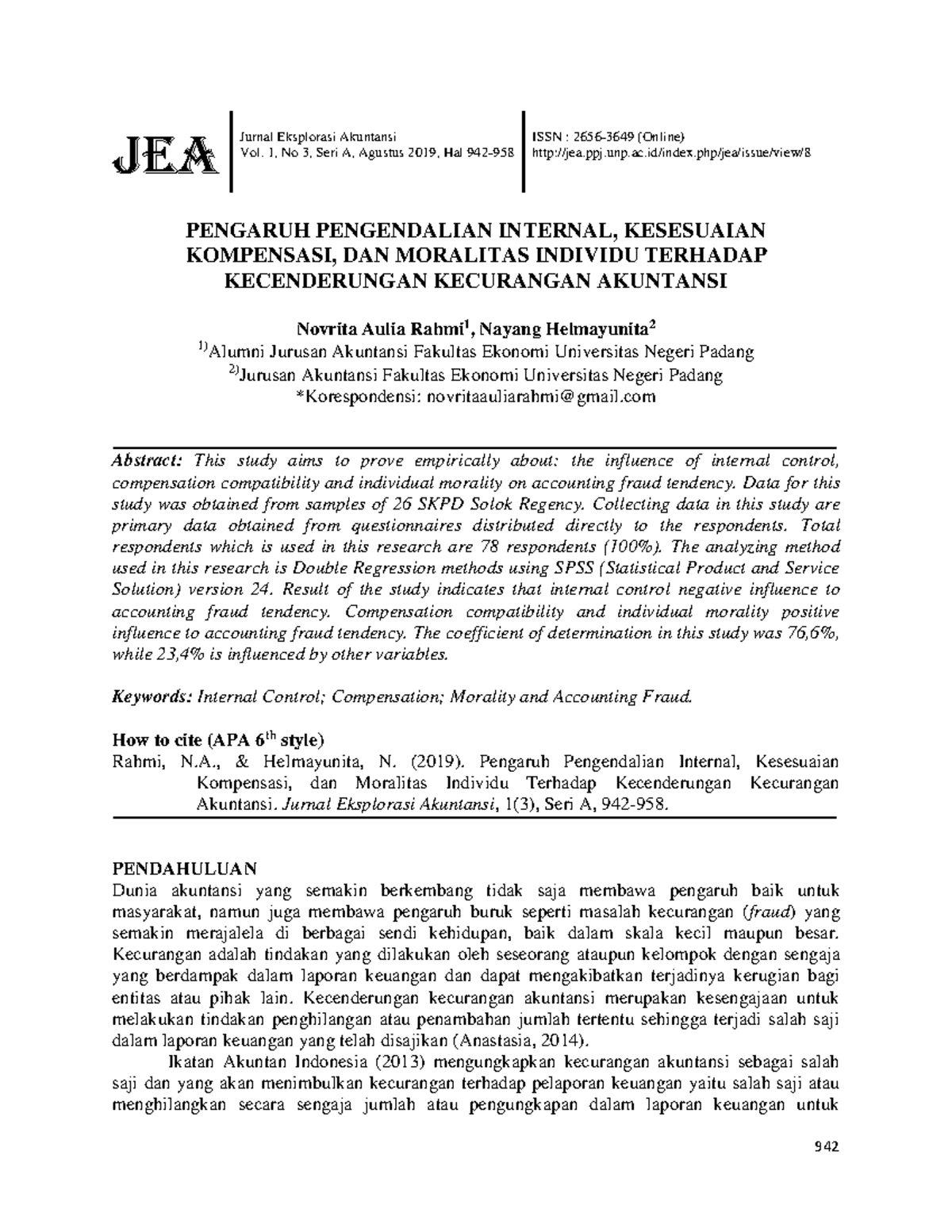 119-Article Text-169-1-10-2019 0810 - JEA Jurnal Eksplorasi Akuntansi ...