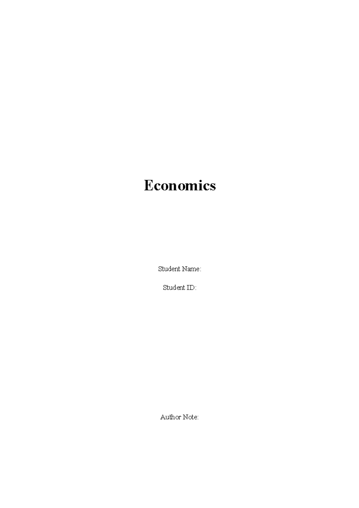 Economics GDP - GDP - Economics Student Name: Student ID: Author Note ...