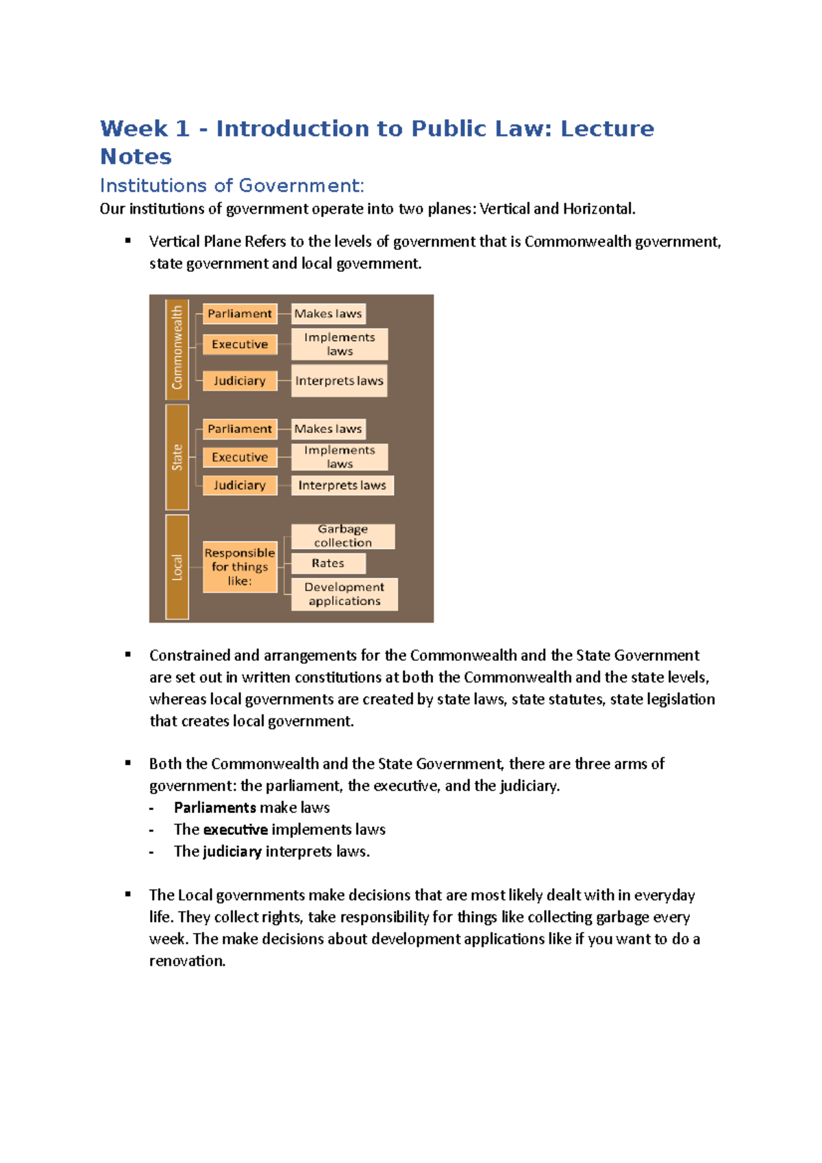 Government and Public Law Lecture - Week 1 - Introduction to Public Law ...