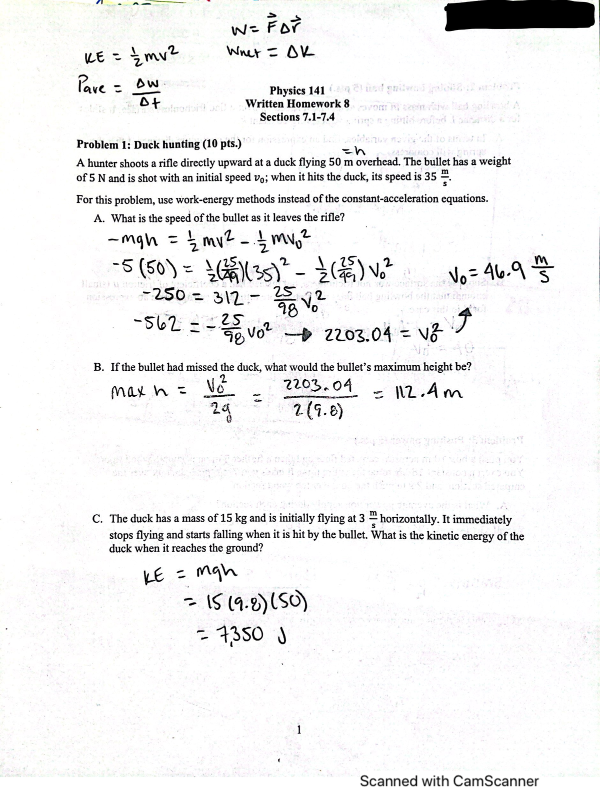 Written Homeowork 8 - PHYS 141 - Studocu