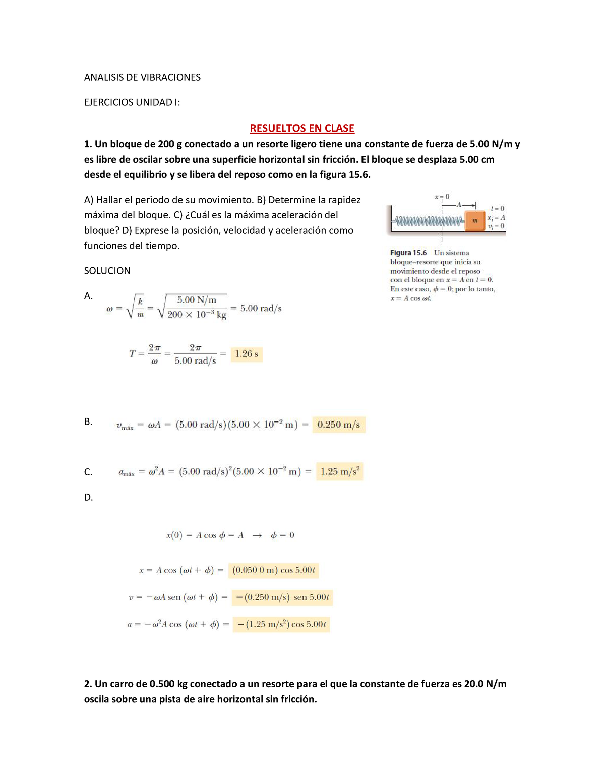 Ejercicios Analisis De Vibraciones - ANALISIS DE VIBRACIONES EJERCICIOS ...