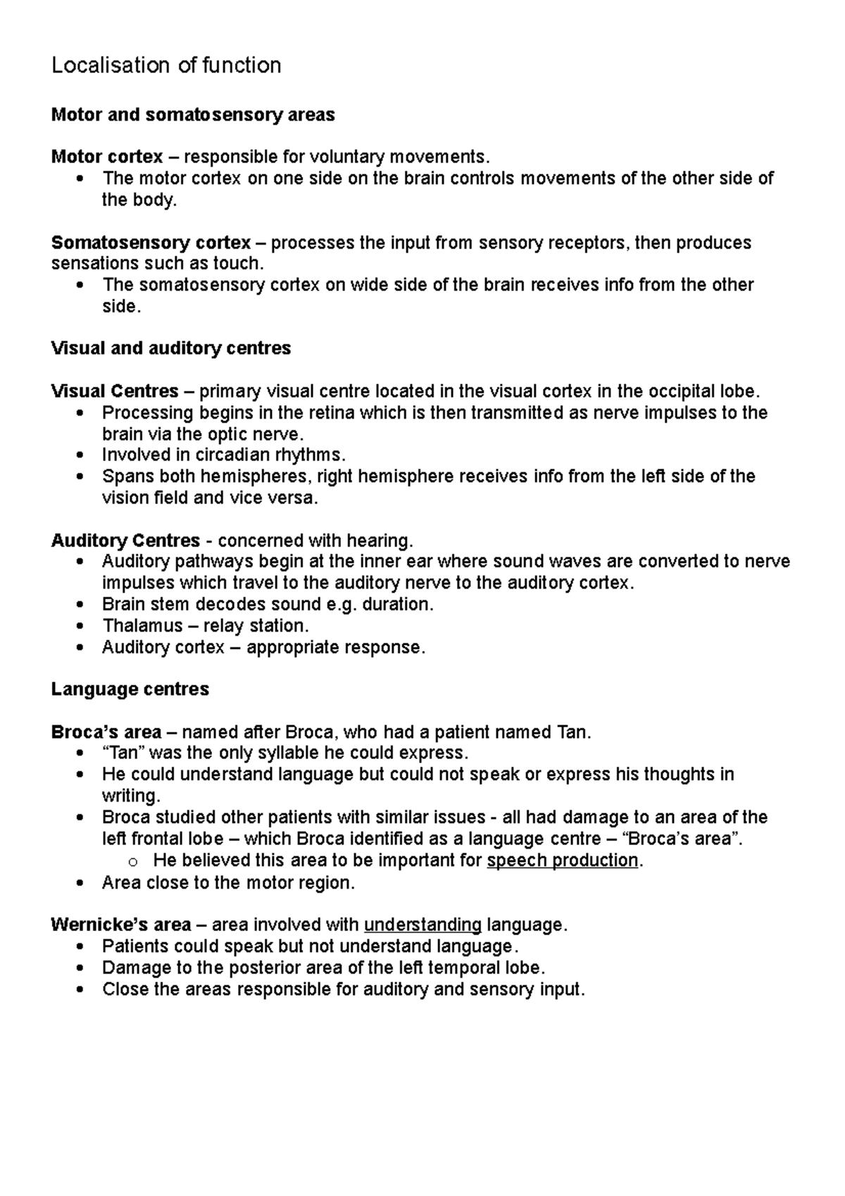 localisation of function case study