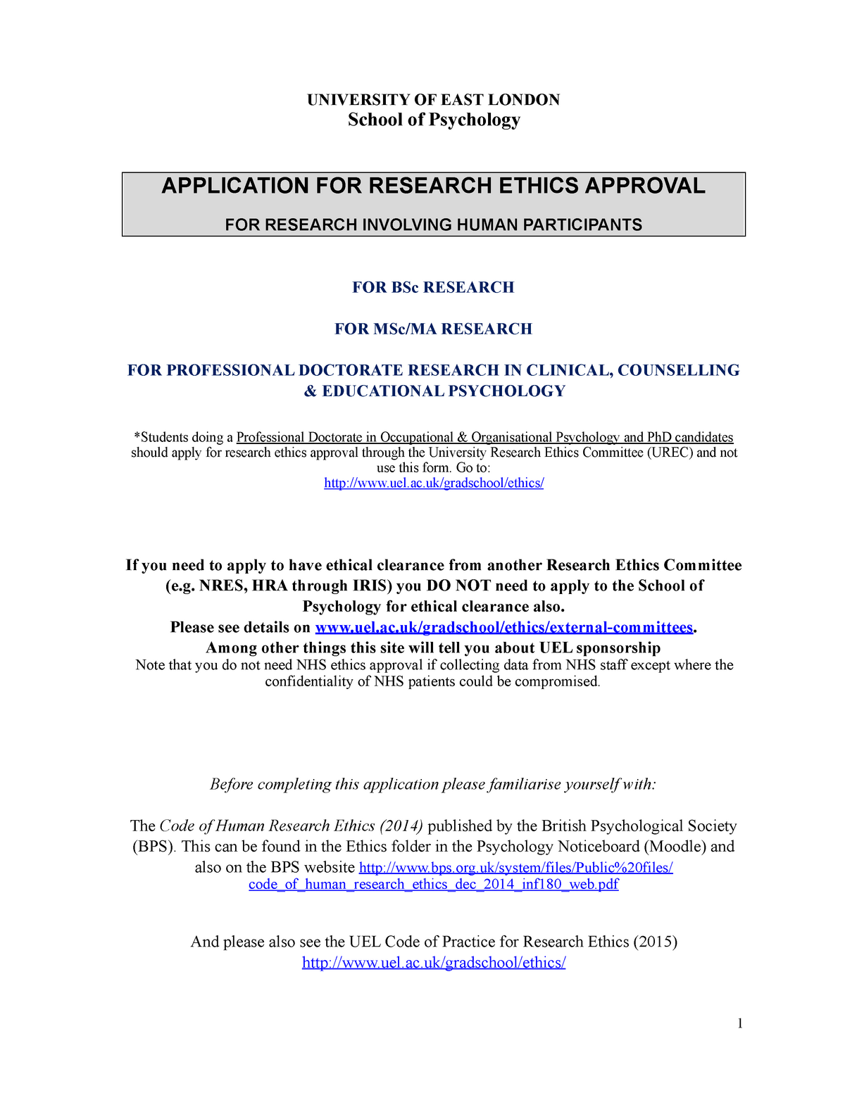 human research ethics application example