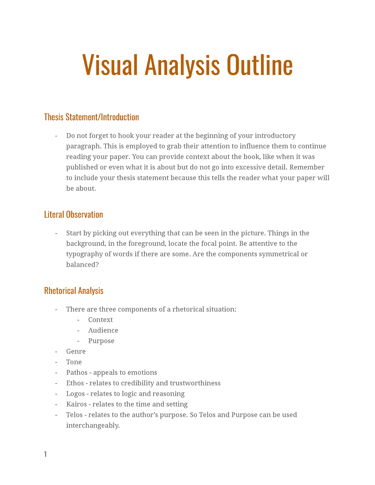 thesis for a visual analysis