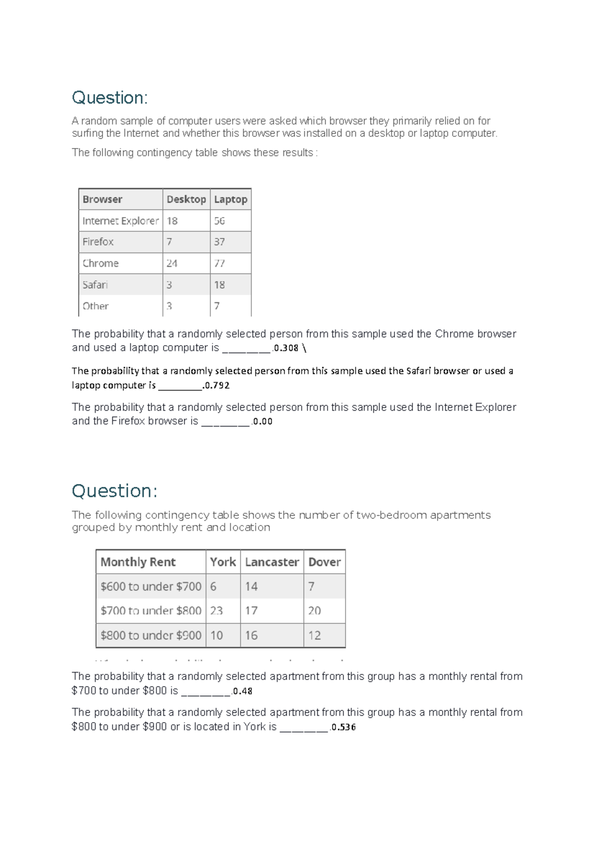 Probability - Question: A random sample of computer users were asked ...