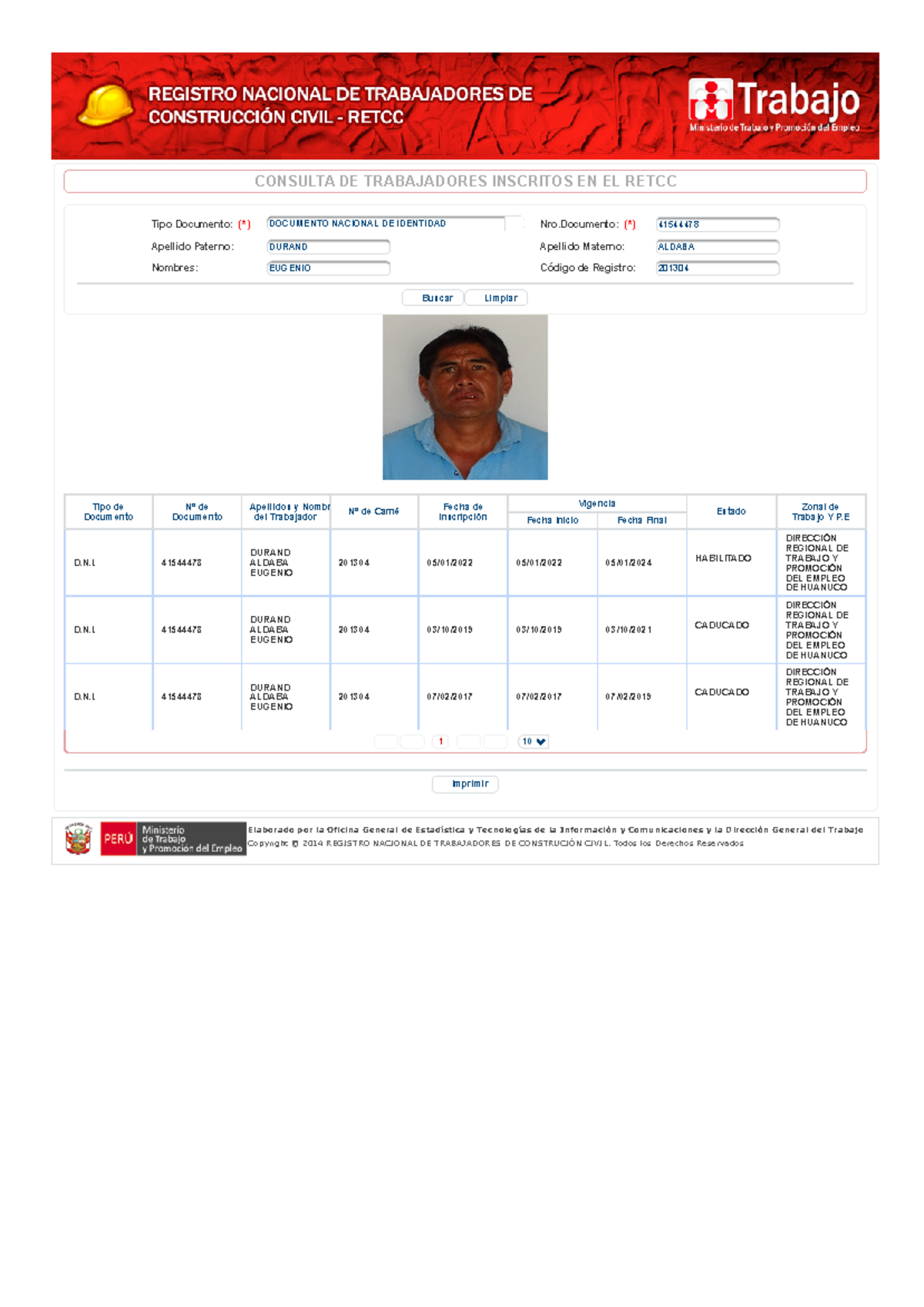 Retcc - Módulo Externo eugenio - CONSULTA DE TRABAJADORES INSCRITOS EN ...