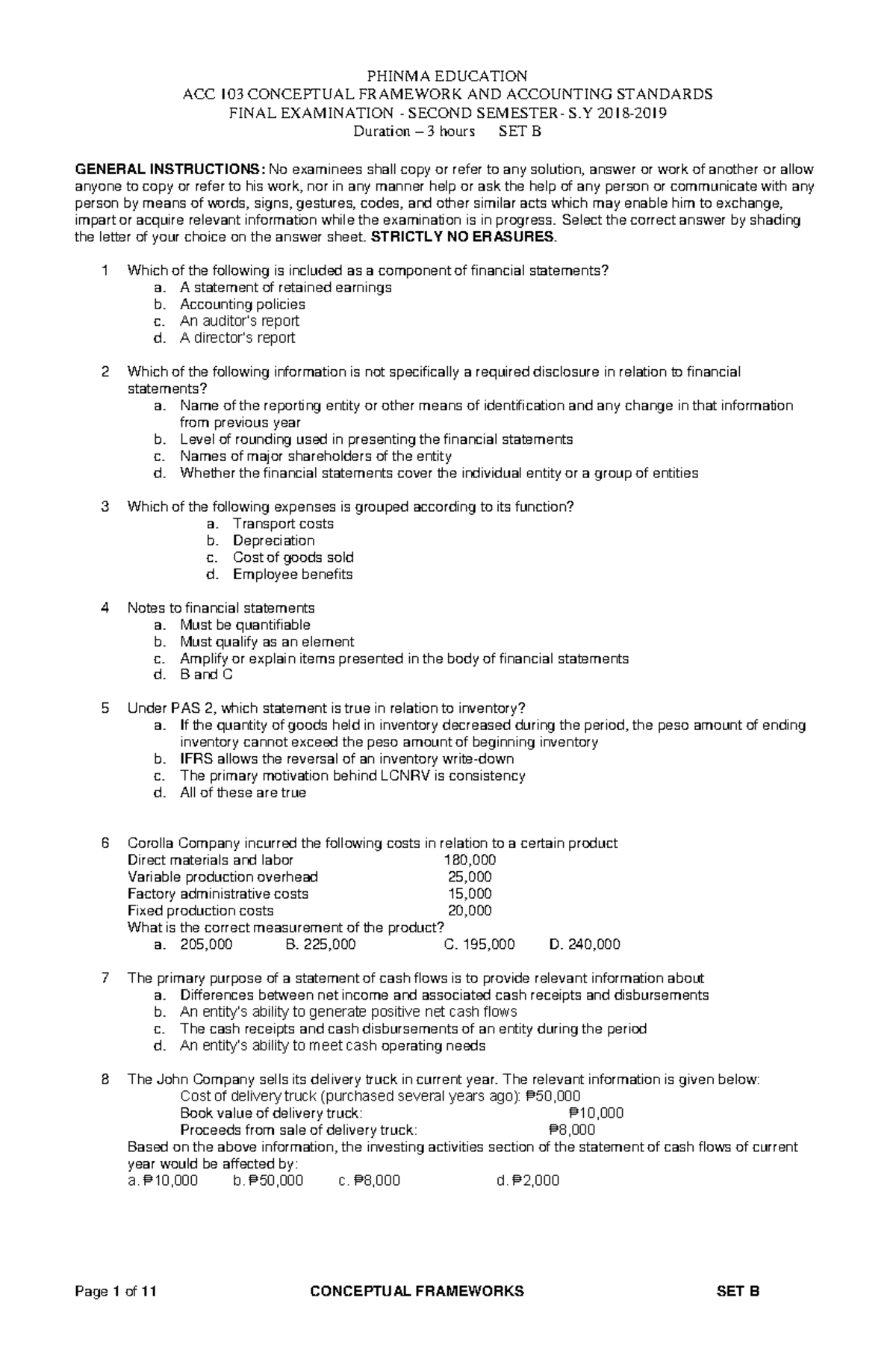 Pdfcoffee - None - PHINMA EDUCATION ACC 103 CONCEPTUAL FRAMEWORK AND ...