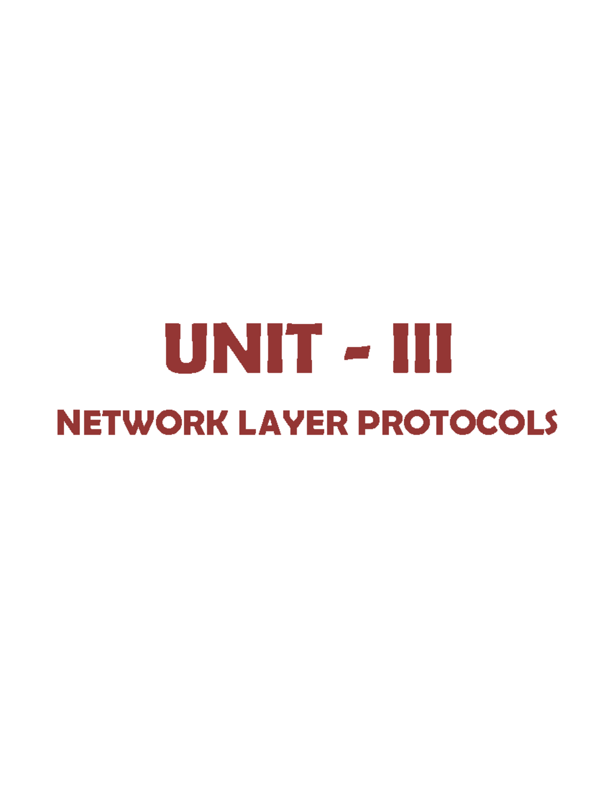 Cnip Unit 3 Motes Unit Iii Network Layer Protocols Virtual