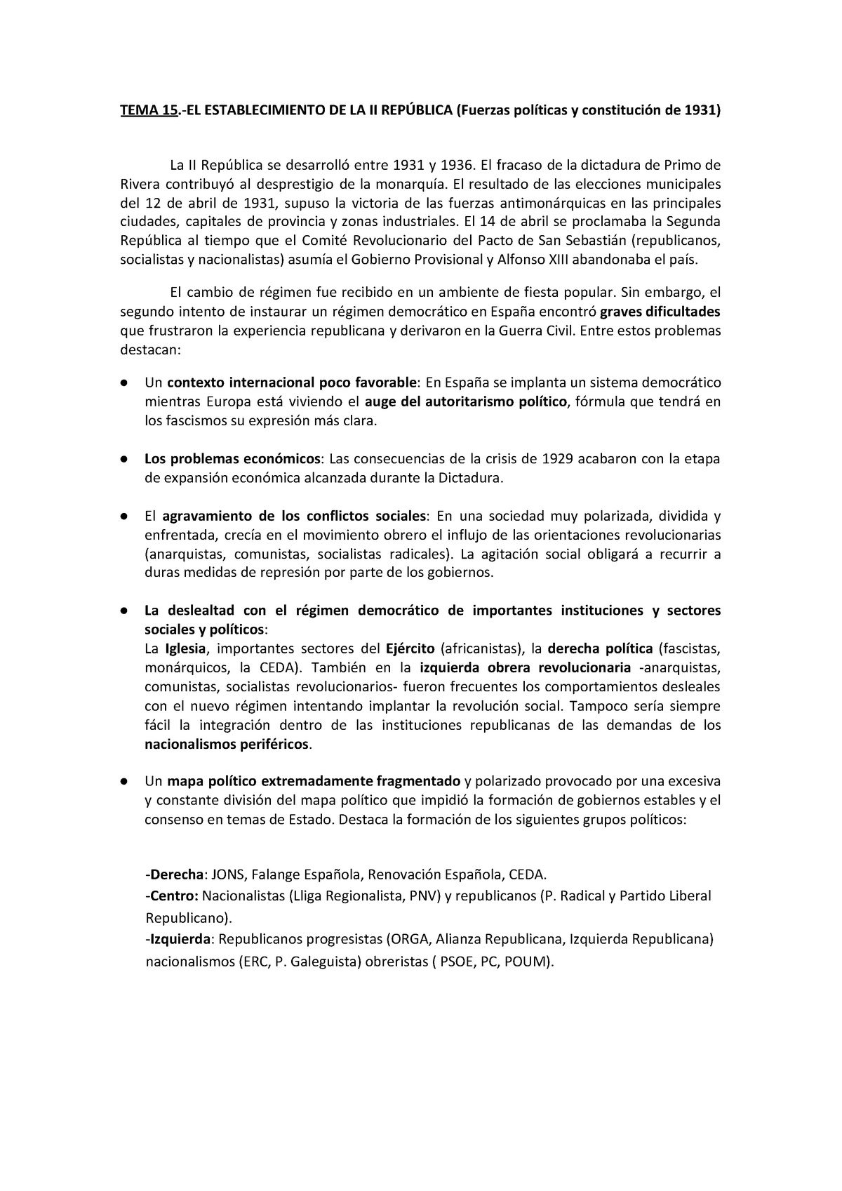 15.-EL Establecimiento DE LA II República - TEMA 15 .-EL ...