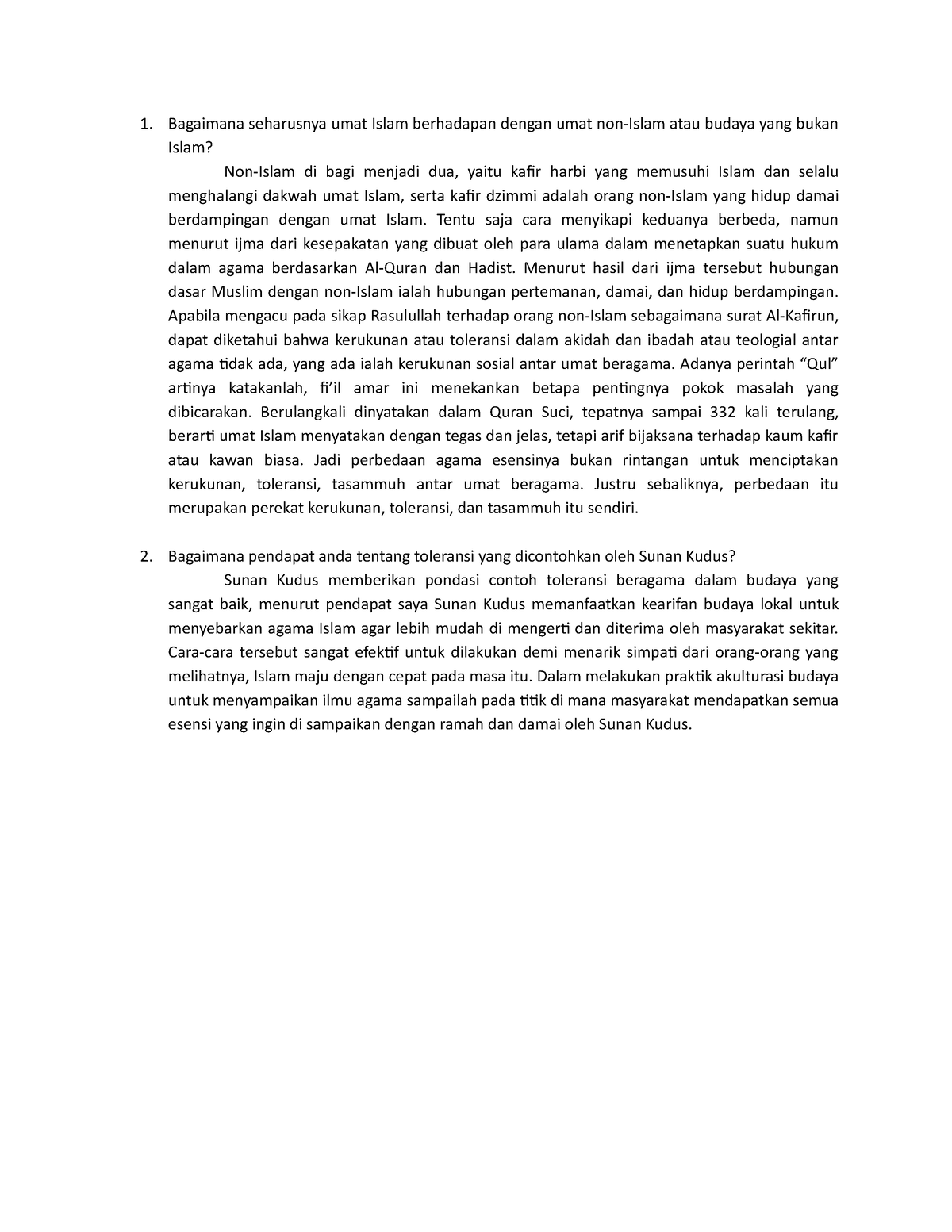 contoh essay tentang agama islam