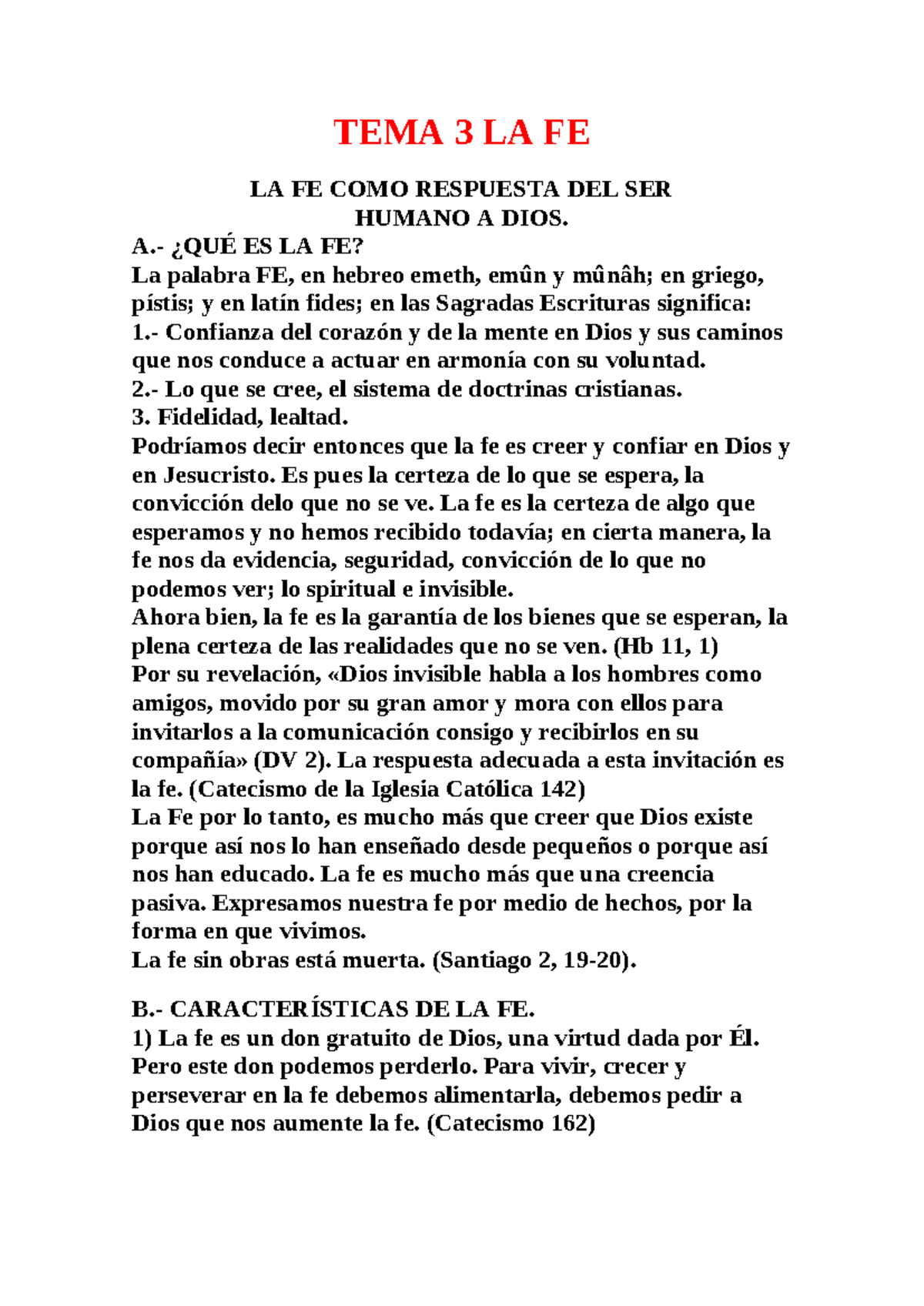 TEMA 3 LA FE - TEMA 3 LA FE LA FE COMO RESPUESTA DEL SER HUMANO A DIOS ...