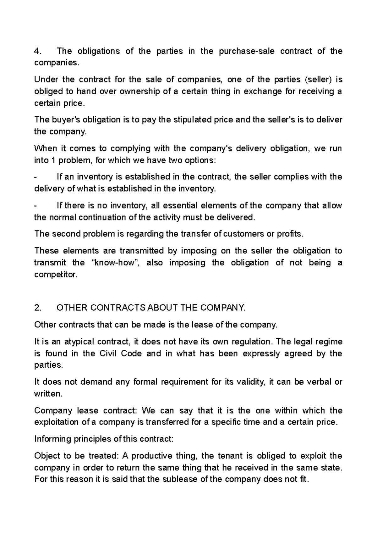 Summaries 3 Legal Environment of Business The obligations of the