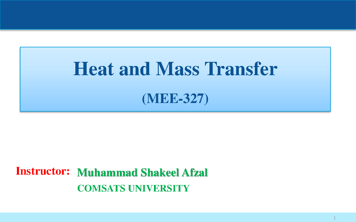 HMT lecture 20 - Heat and Mass Transfer - Heat and Mass Transfer (MEE ...