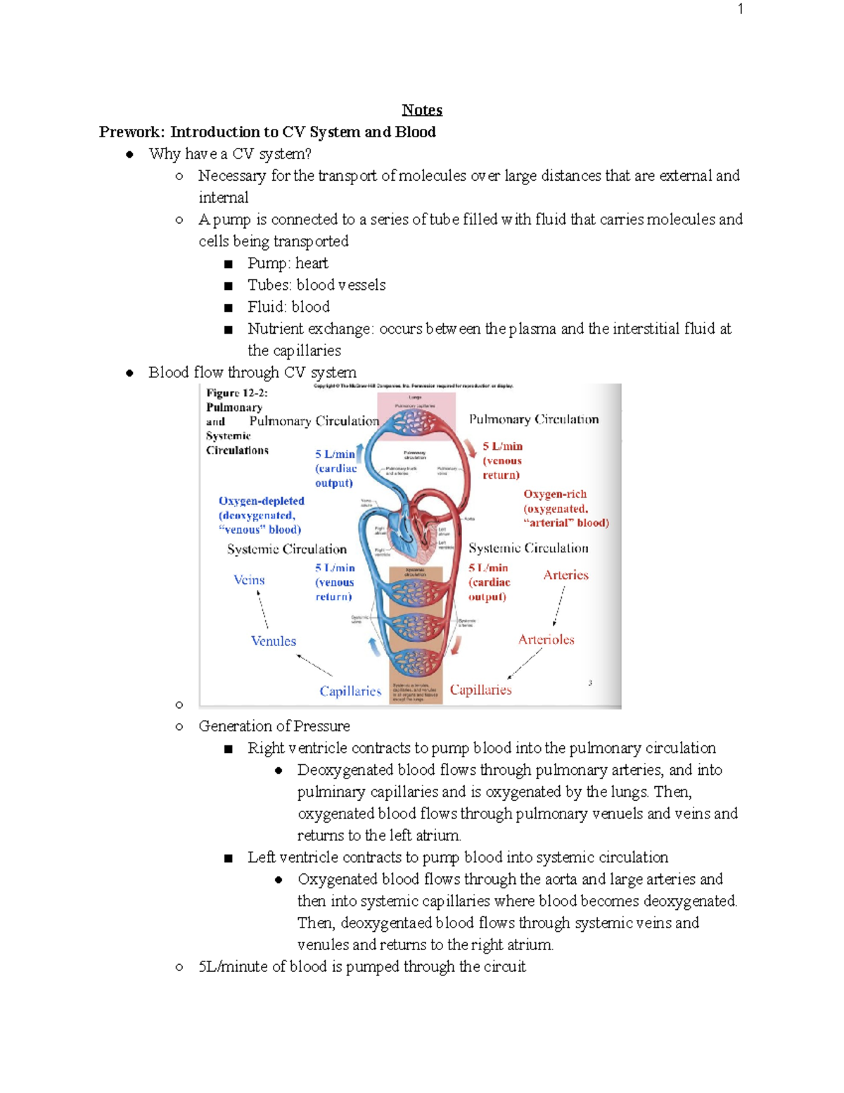 Exam #2 CV and Respiratory Notes - 1 Notes Prework: Introduction to CV ...
