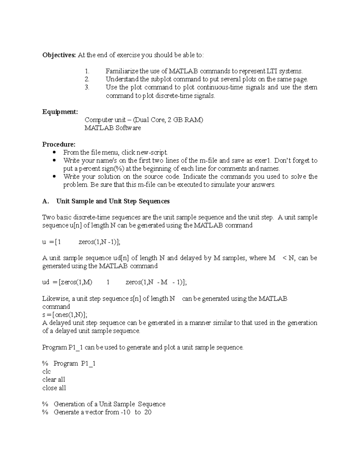 Generation OF Sequences - Objectives: At the end of exercise you should ...