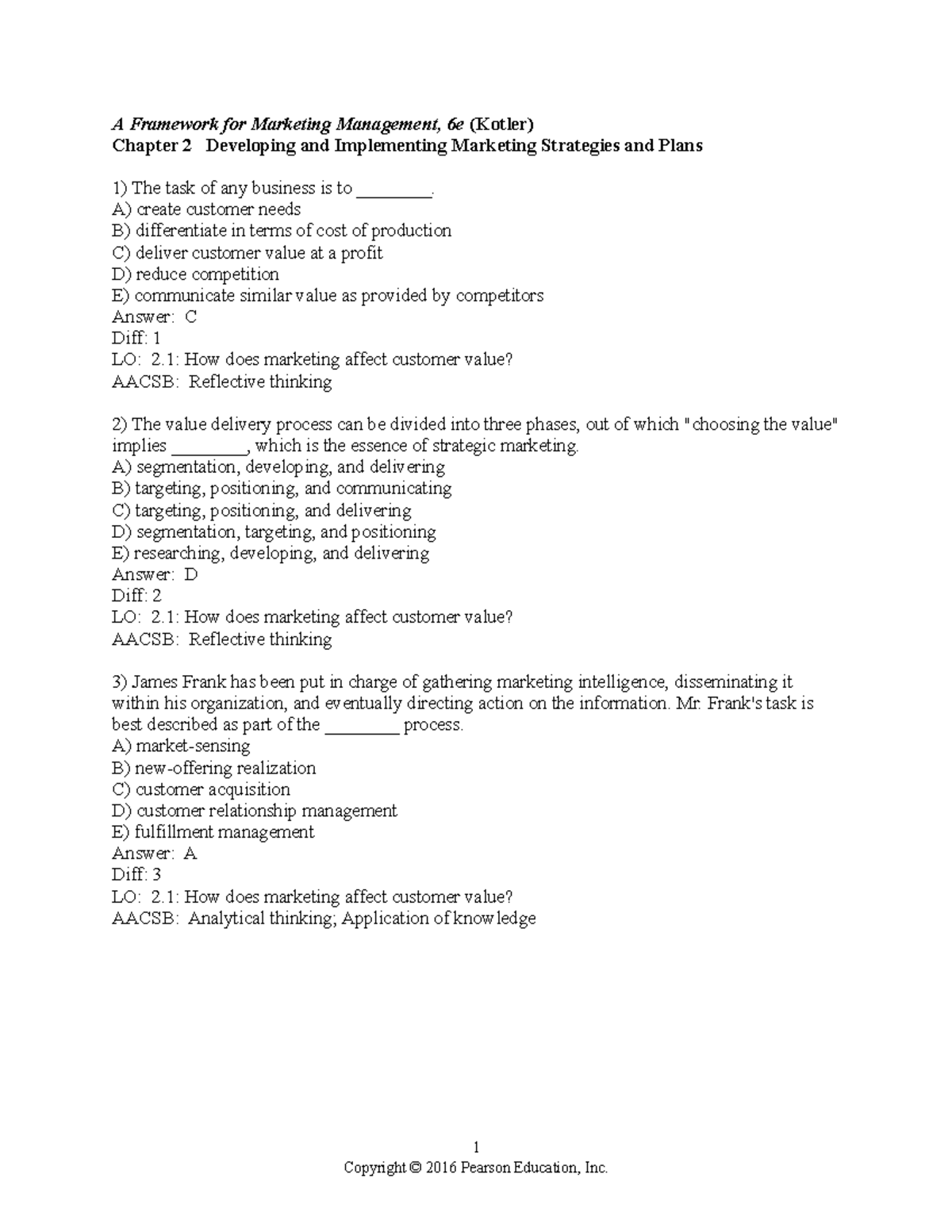 Chapter 2 and chapter 2 - A Framework for Marketing Management, 6e ...