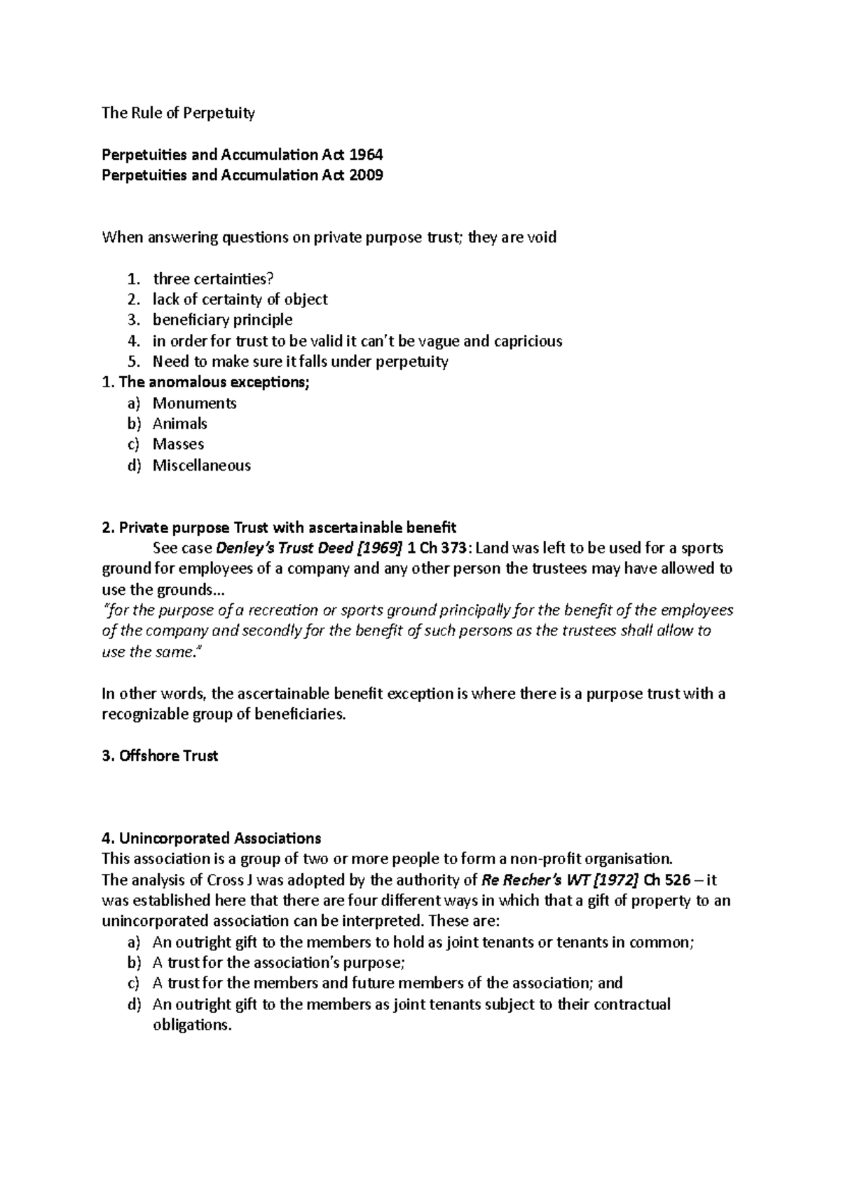 Equity 5 - The Rule of Perpetuity Perpetuities and Accumulation Act ...