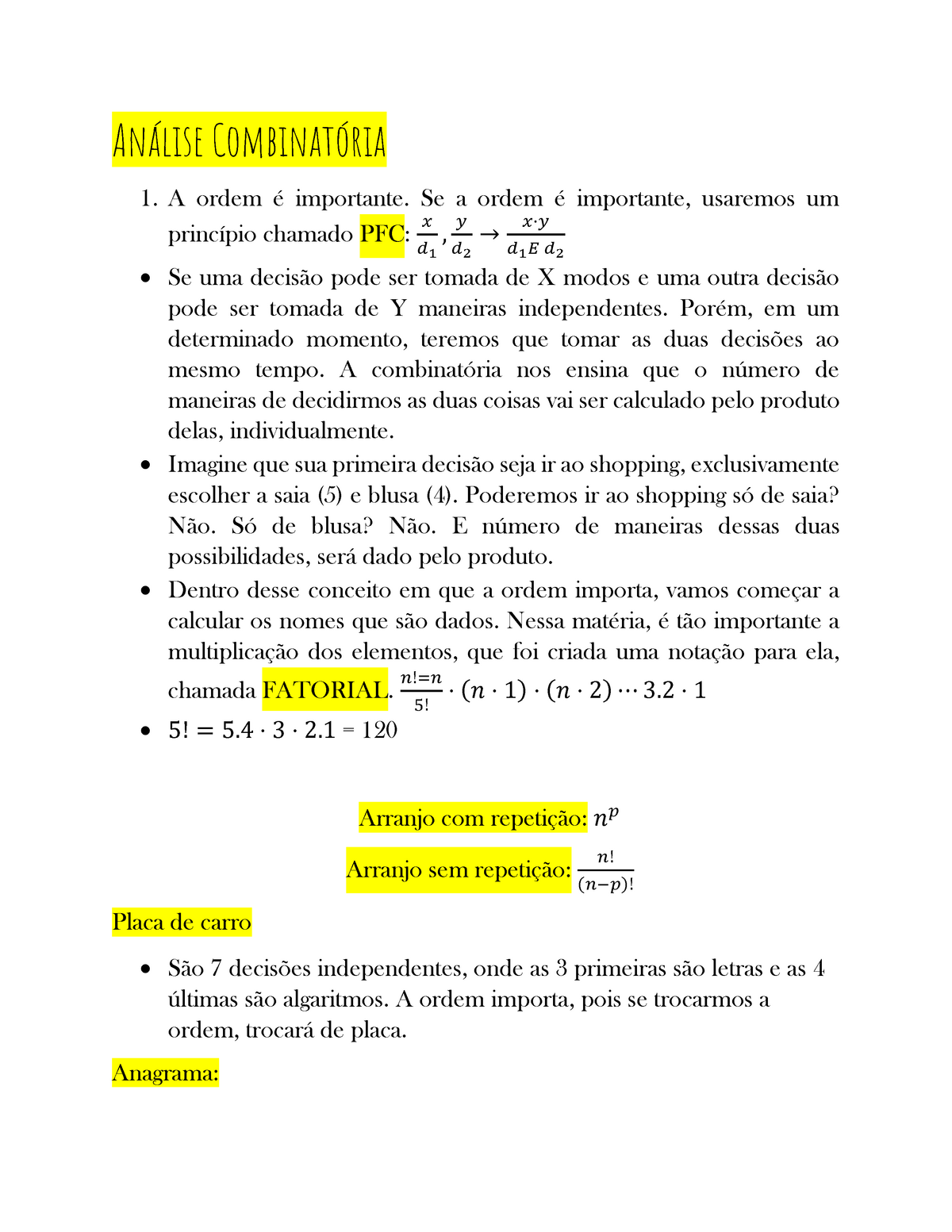 Matemática - Análise Combinatória E Probabilidade - Análise ...