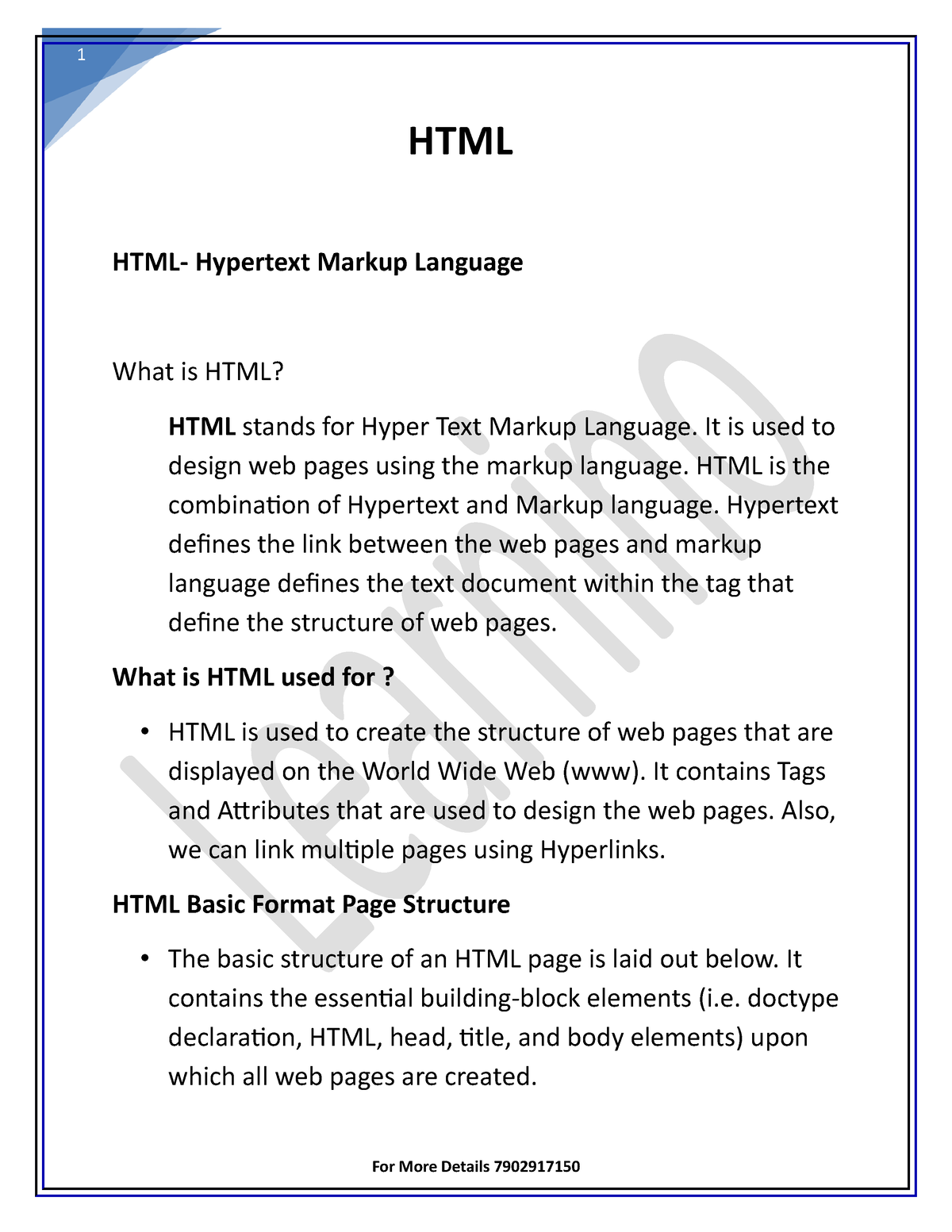 Html - HTMl, Uses Tags, And Attributes - HTML HTML- Hypertext Markup ...