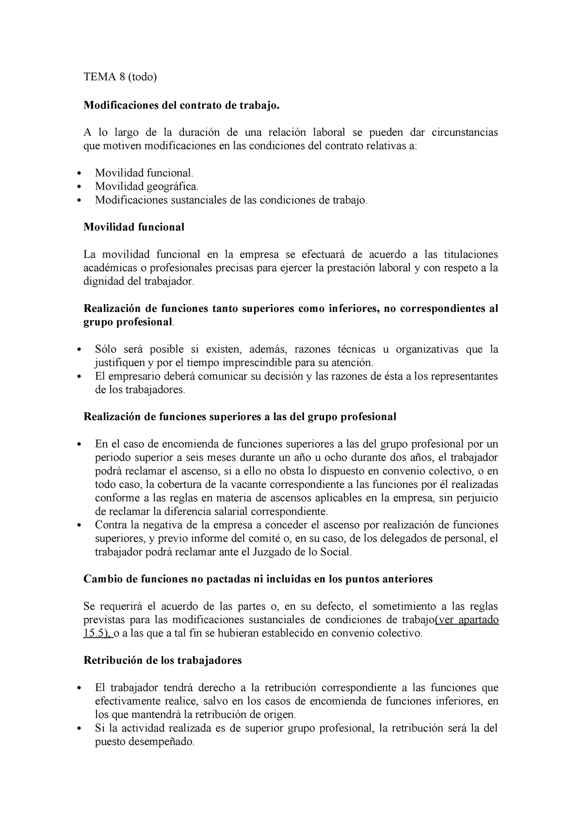 TEMA 8- Modificaciones DEL Contrato DE Trabajo - TEMA 8 (todo ...